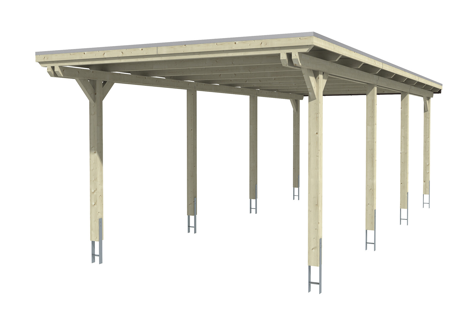 Carport Emsland 354 x 846 cm mit Aluminiumdach, natur