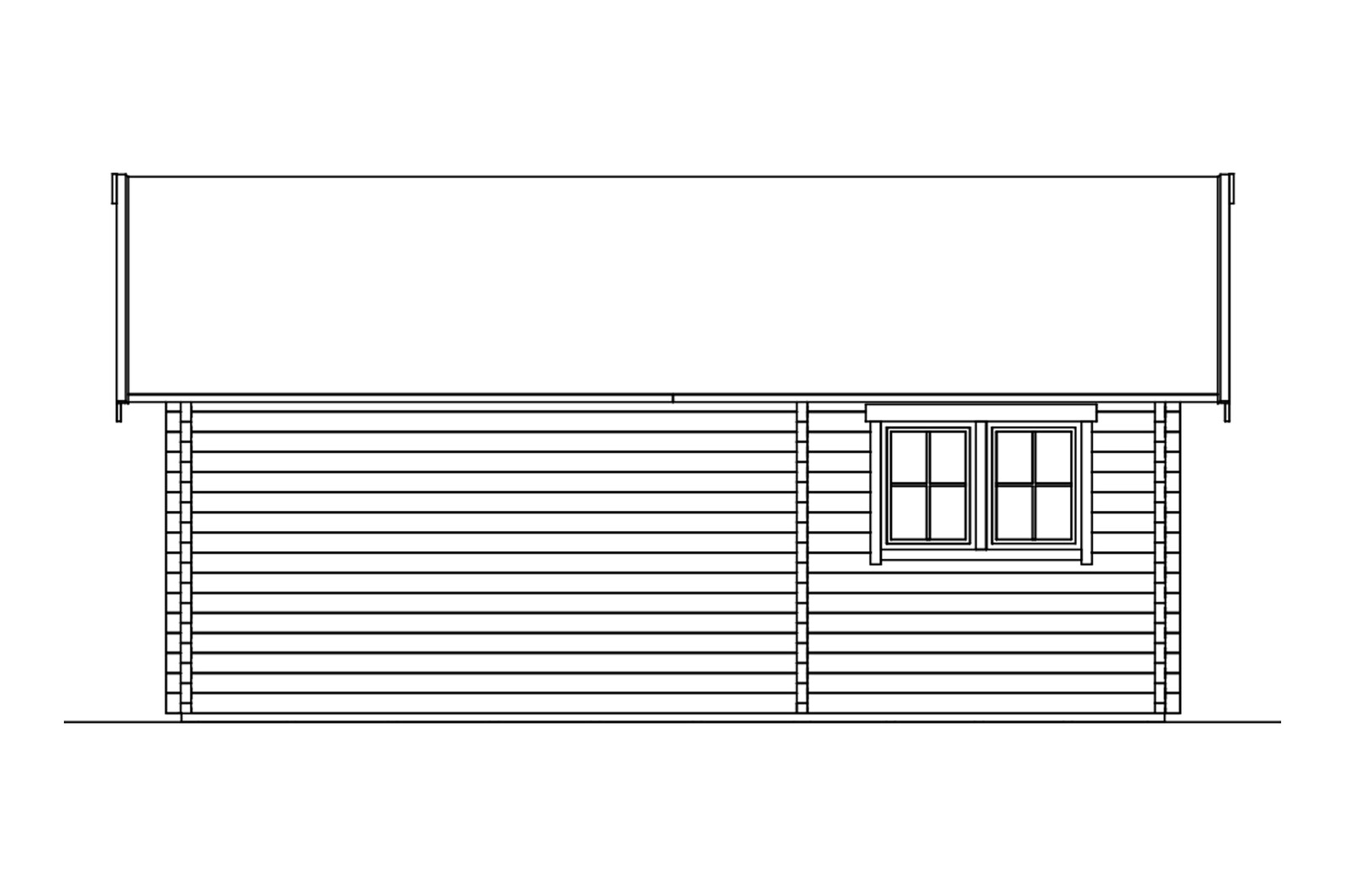 Log cabin Toronto 4, 420 x 660 cm with 2. layers of roof boards, untreated