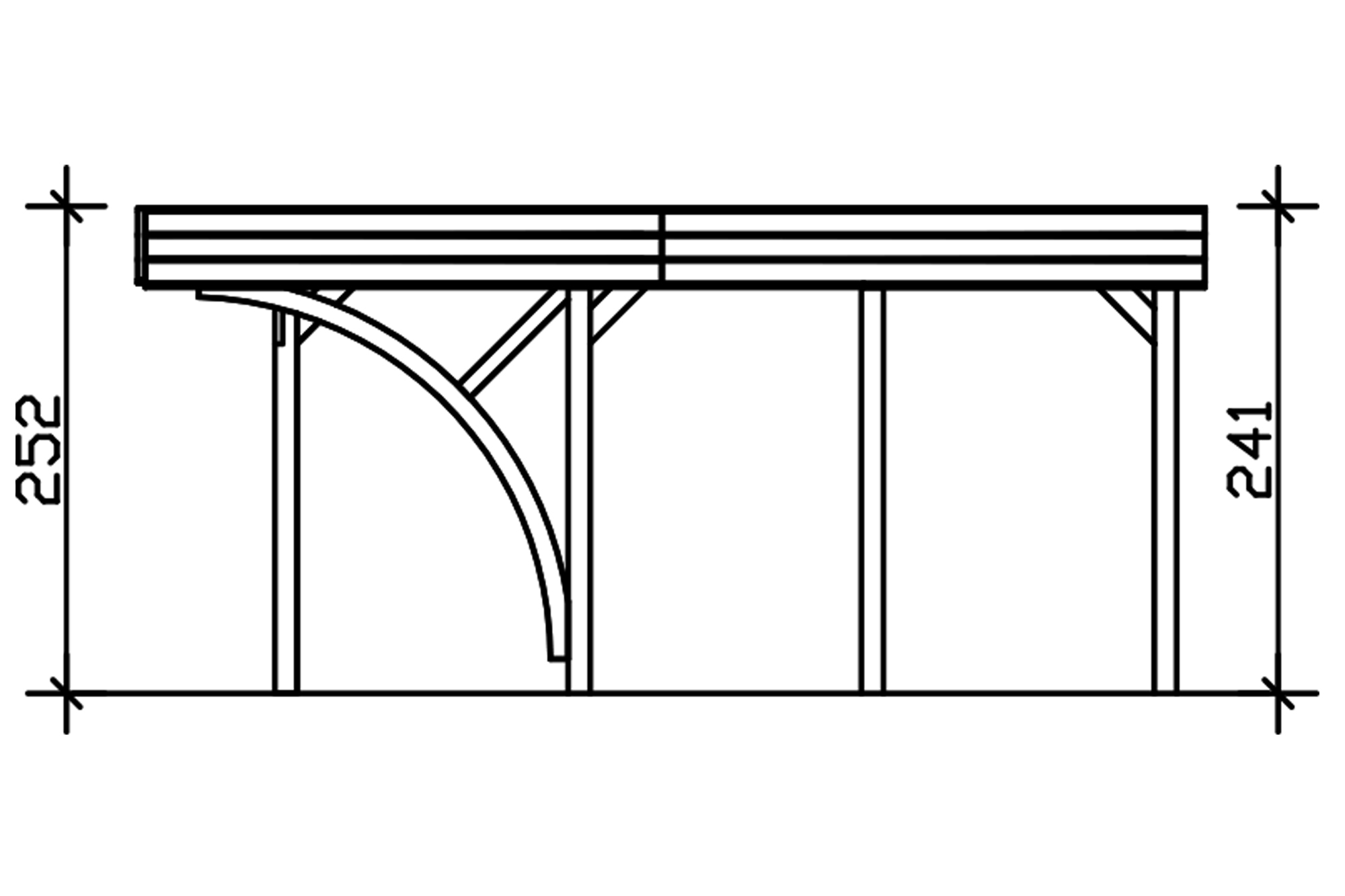 Carport Friesland Set G, 546 x 555 cm, mit einem Einfahrtsbogen, grün imprägniert