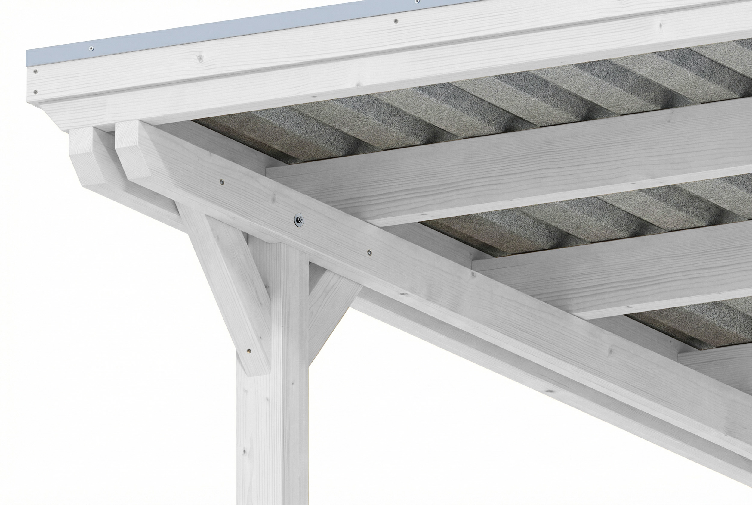 Carport Emsland 609 x 604 cm, Stahl-Dachplatten mit Antikondensvlies, weiß