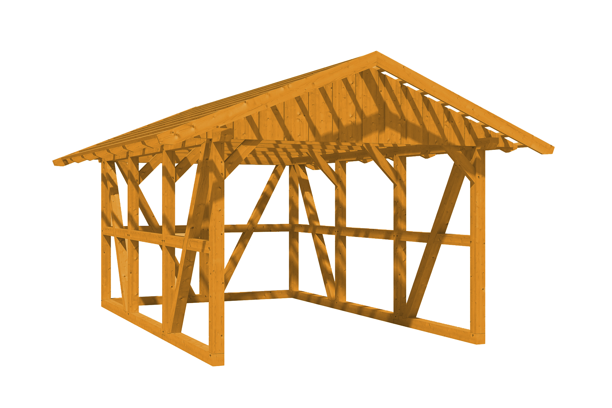 Produktbild: Carport Schwarzwald 424 x 600 cm mit Rückwand, mit Dachlatten, farblich behandelt in eiche hell