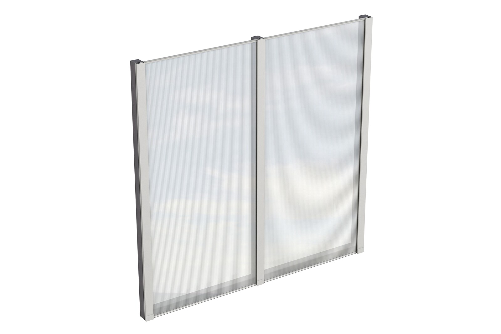 Zijwand van polycarbonaat 193 x 200 cm, voor vrijstaande terrasoverkapping, sparrenhout, gelakt in leigrijs