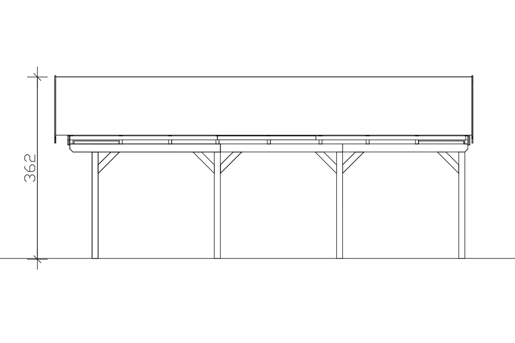 Carport Fichtelberg 618 x 808 cm, schwarze Schindeln, weiß