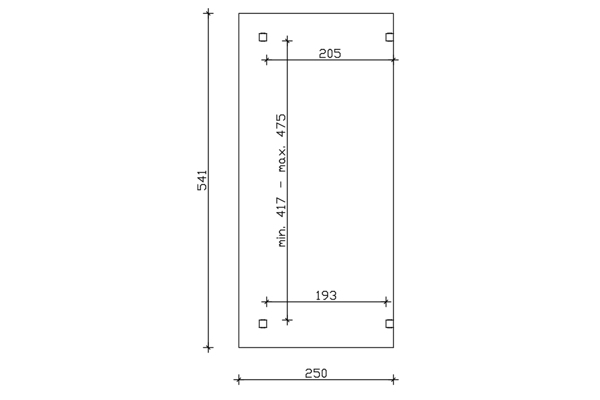 Terrasoverkapping Sanremo 541 x 250 cm, gelamineerd hout, onbehandeld