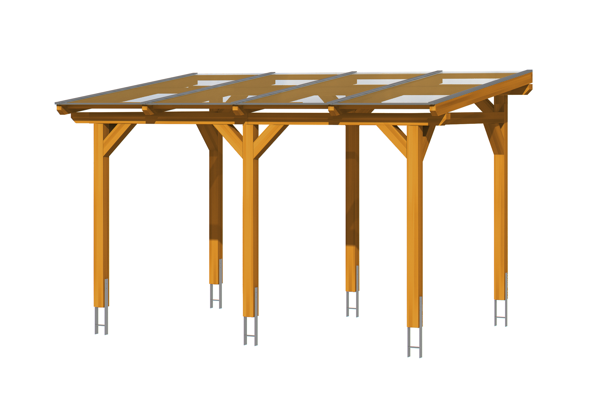 Terrace roof Siena 434 x 300 cm, glulam, colour pre-treated light oak