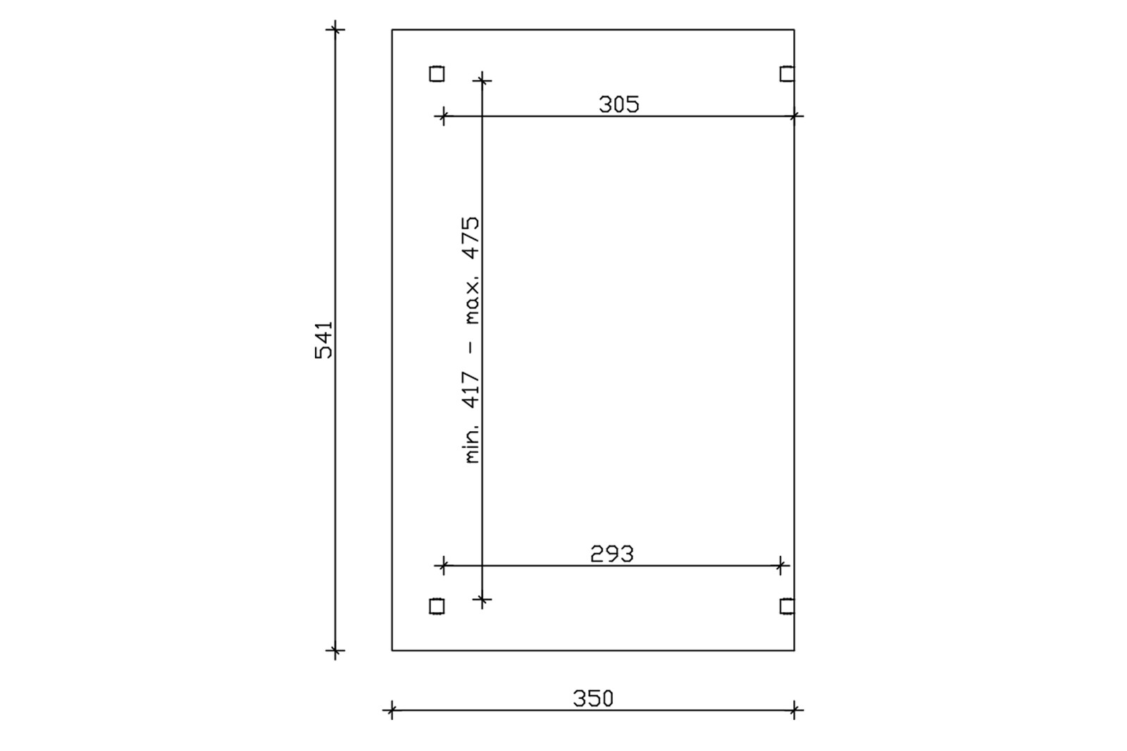 Terrace roof Sanremo 541 x 350 cm, glulam, untreated