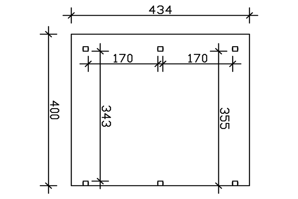 Grafik (Grundriss): Terrassenüberdachung Siena 434x400 cm