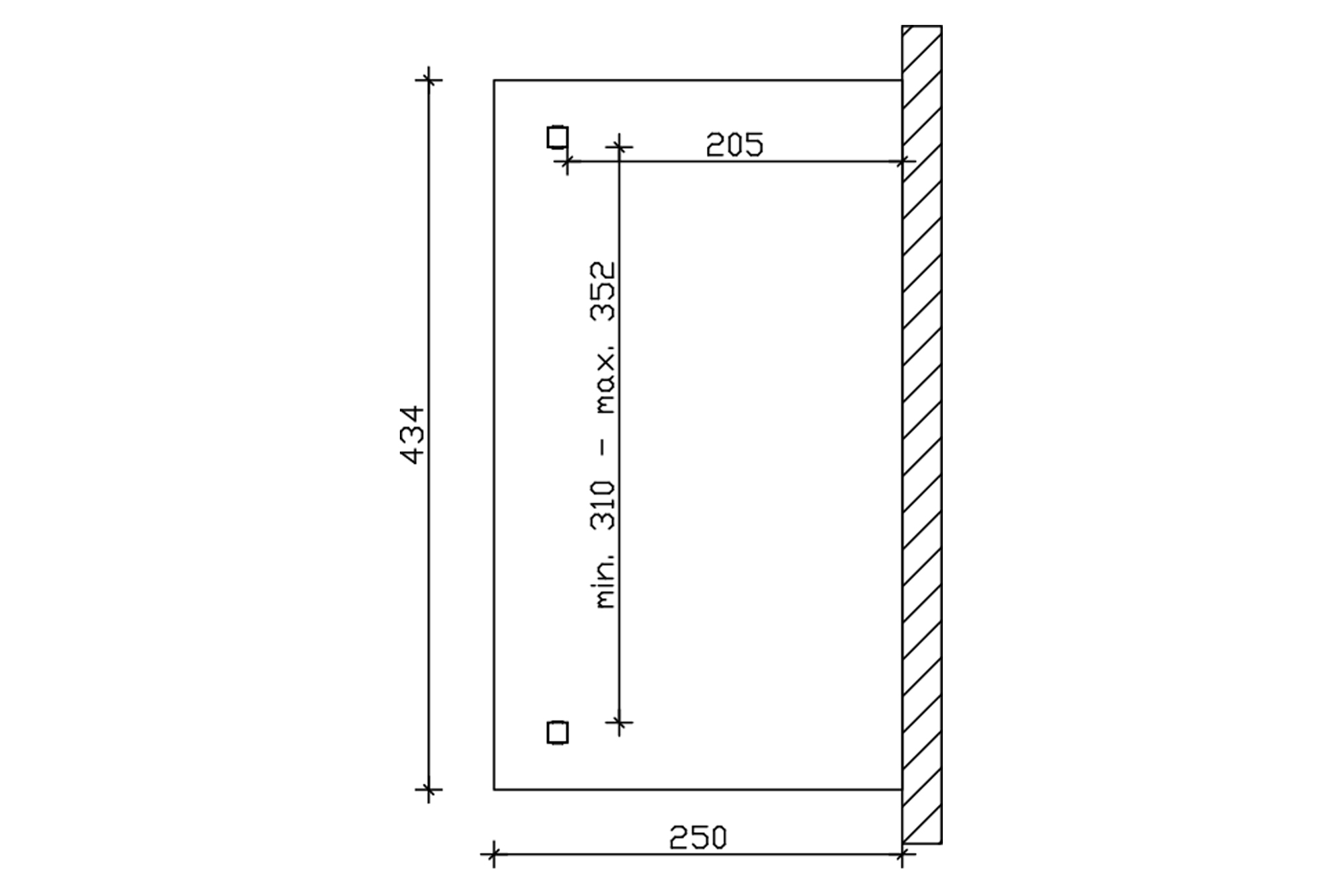 Grafik (Grundriss): Terrassenüberdachung Ravenna 434x250 cm