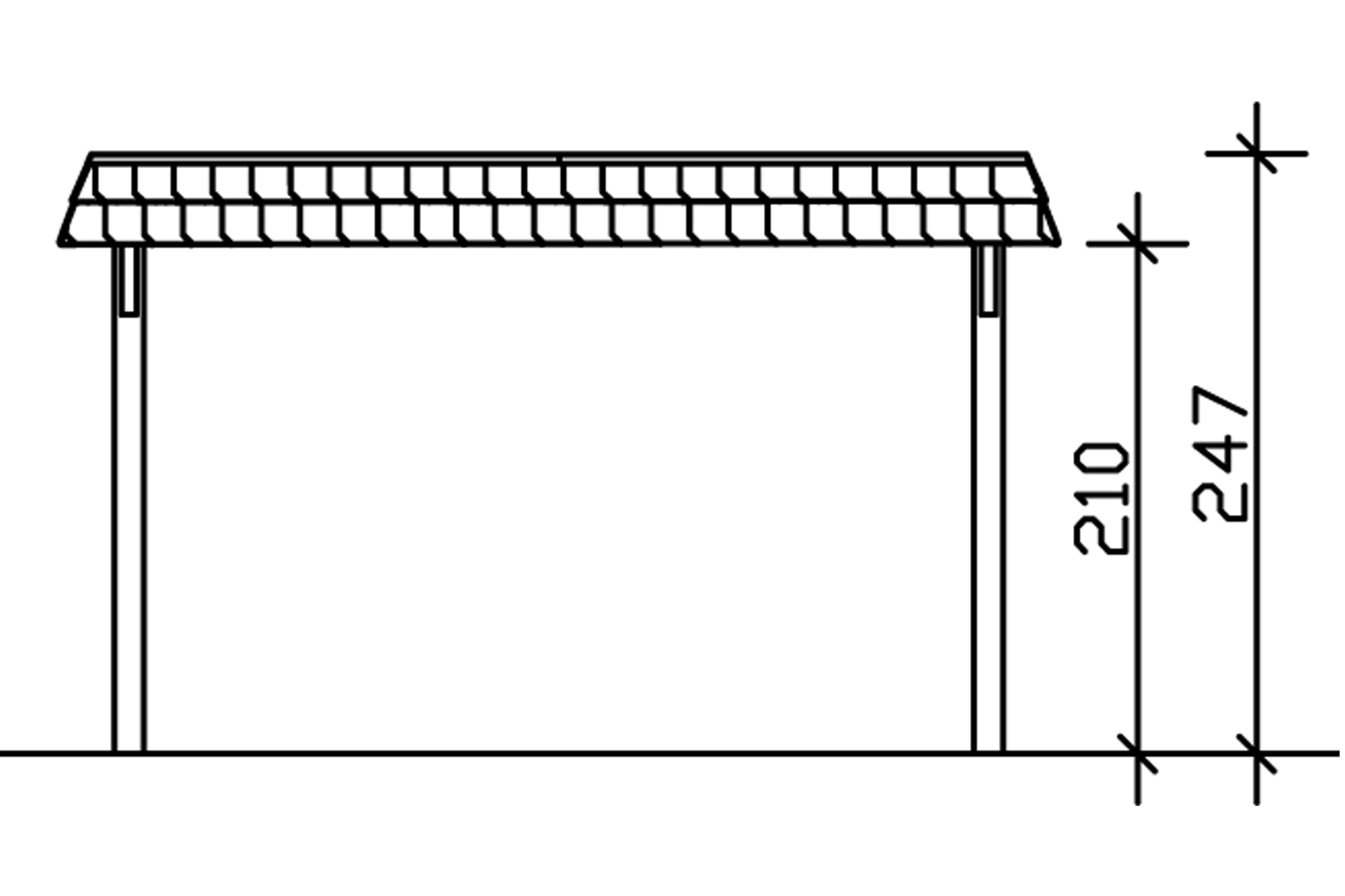 Grafik (Vorderansicht): Carport Wendland 409 cm Breite