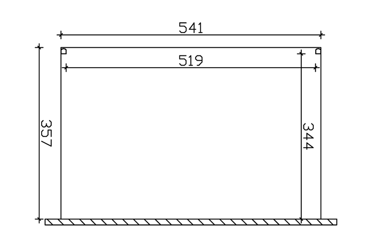 Grafik (Grundriss): Terrassenüberdachung Modena 541x357 cm