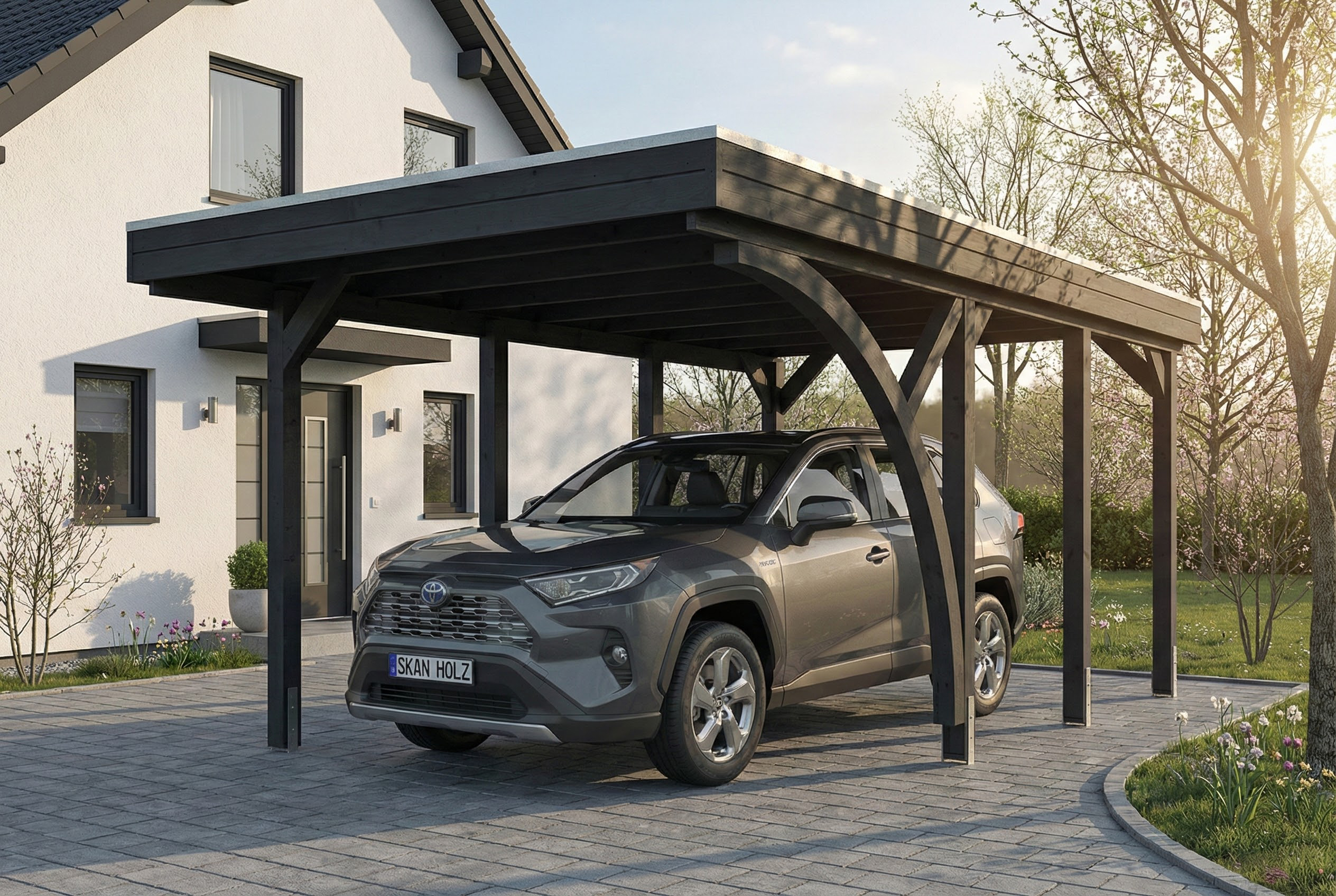 Carport Friesland Set E, 320 x 555 cm, mit einem Einfahrtsbogen, anthrazit