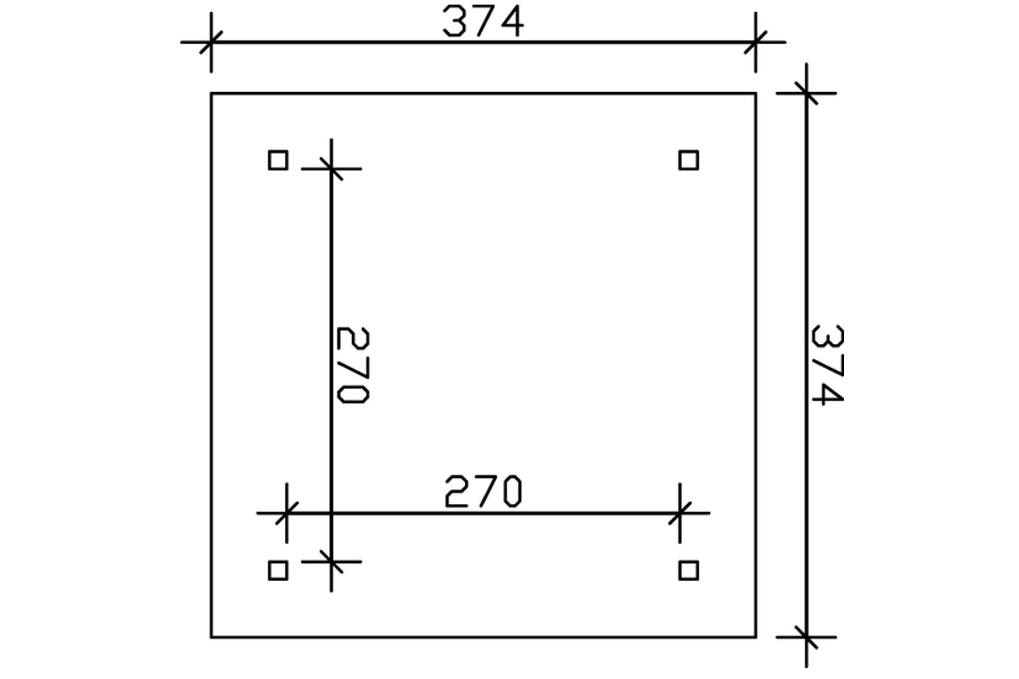 Grafik (Grundriss): Pavillon Cannes 374 x 374 cm