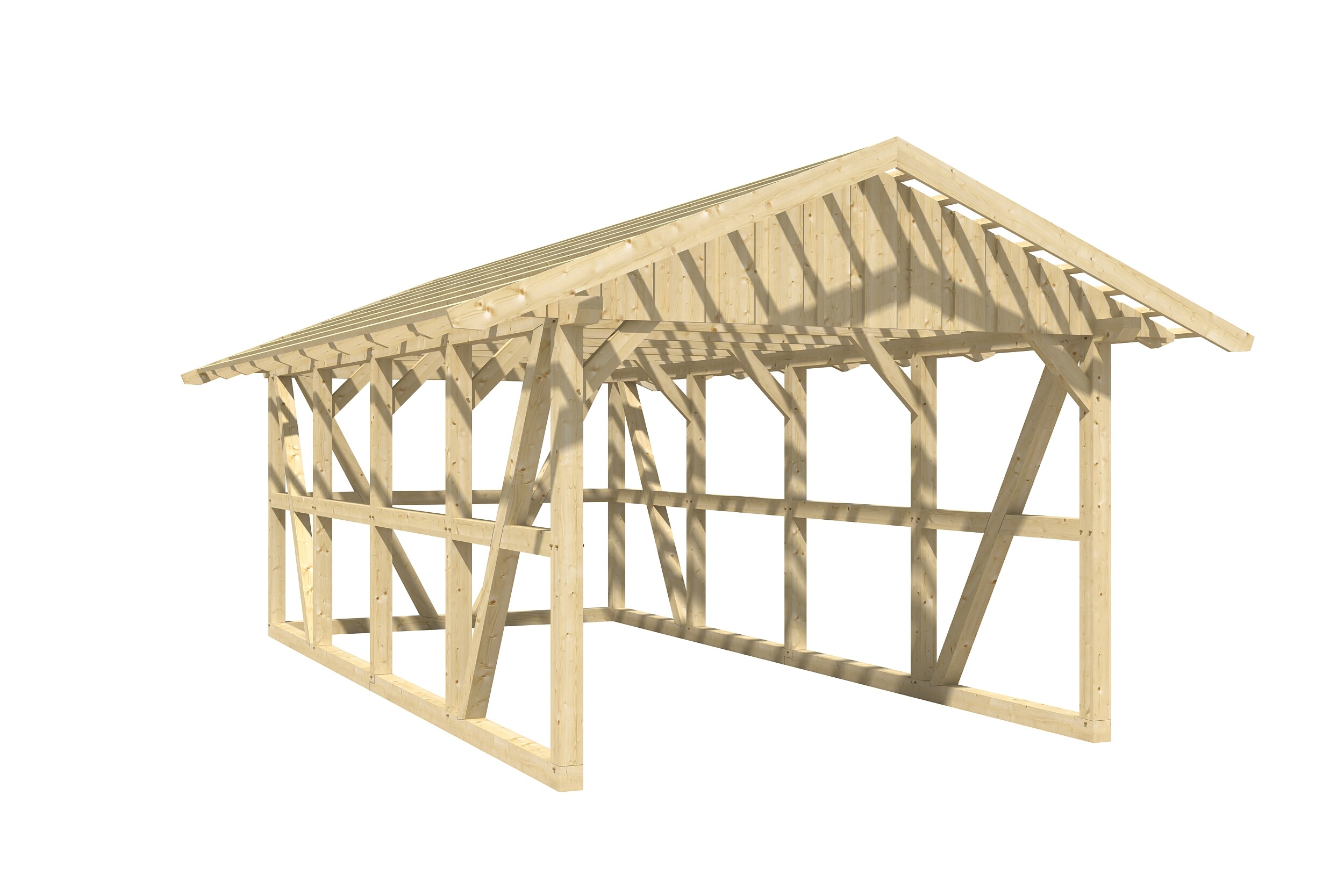 Carport Schwarzwald 424 x 772 cm mit Rückwand, natur, mit Dachlattung