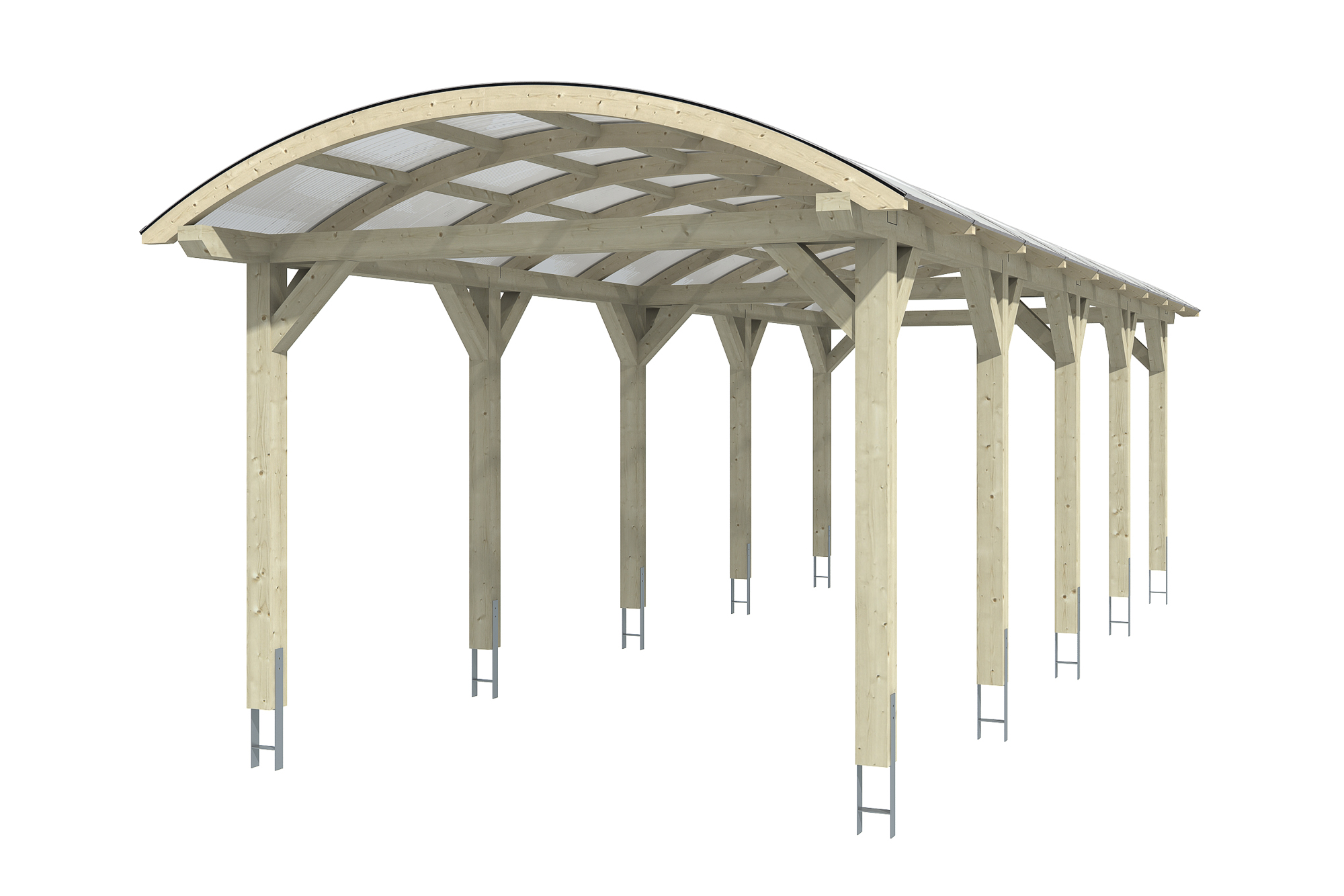 Bogendach-Carport Franken 376 x 969 cm, natur