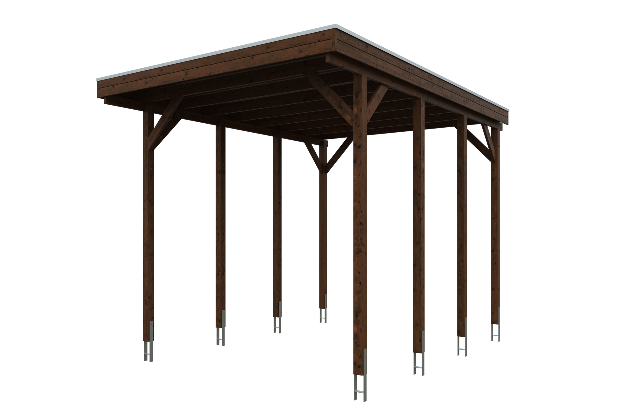 Produktbild: Carport Friesland Caravan 397 x 555 cm, farblich behandelt in nussbaum