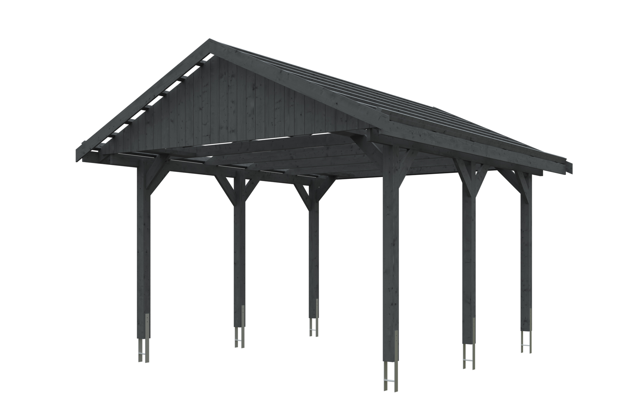Produktbild: Carport Wallgau 430 x 500 cm, mit Dachlatten, farblich behandelt in schiefergrau
