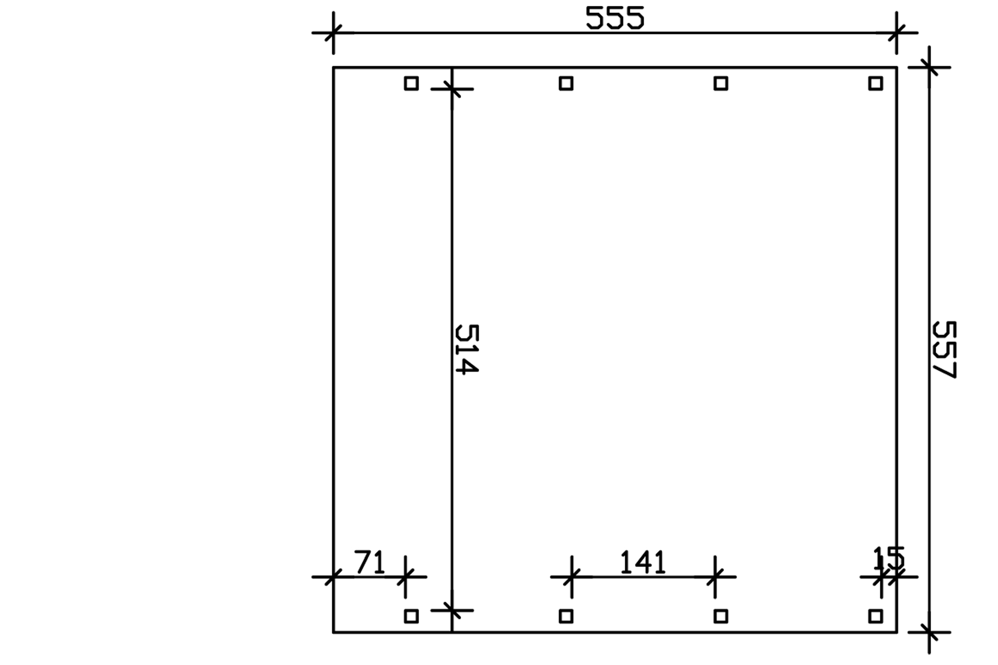 Grafik (Grundriss): Carport Friesland 557 x 555 cm