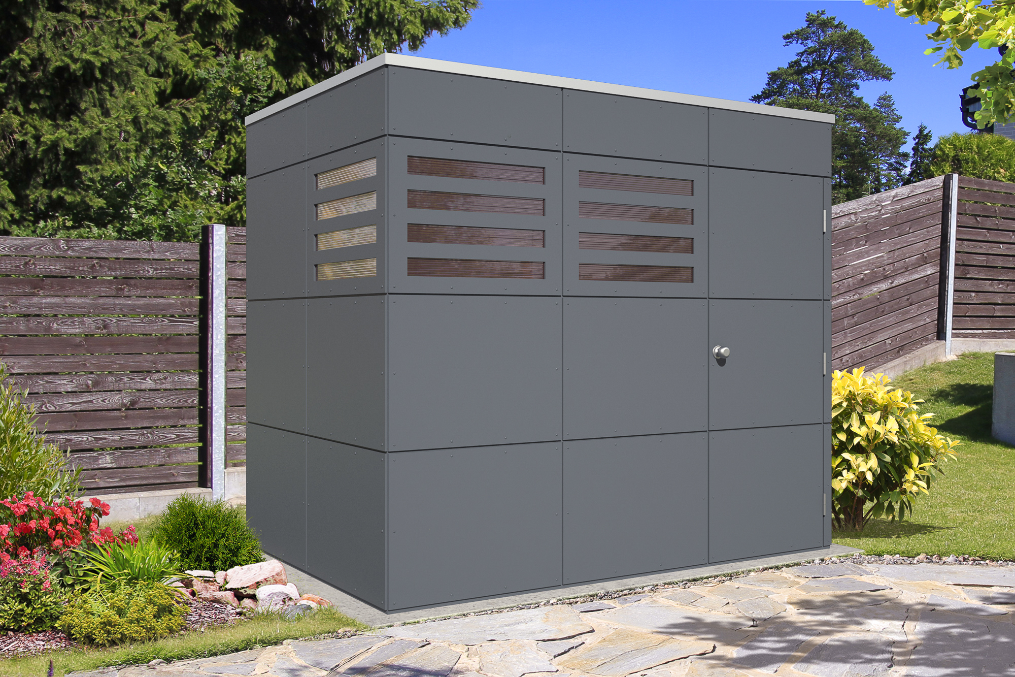 Abri de jardin BRISBANE 2, 253x169cm, gris ardoise