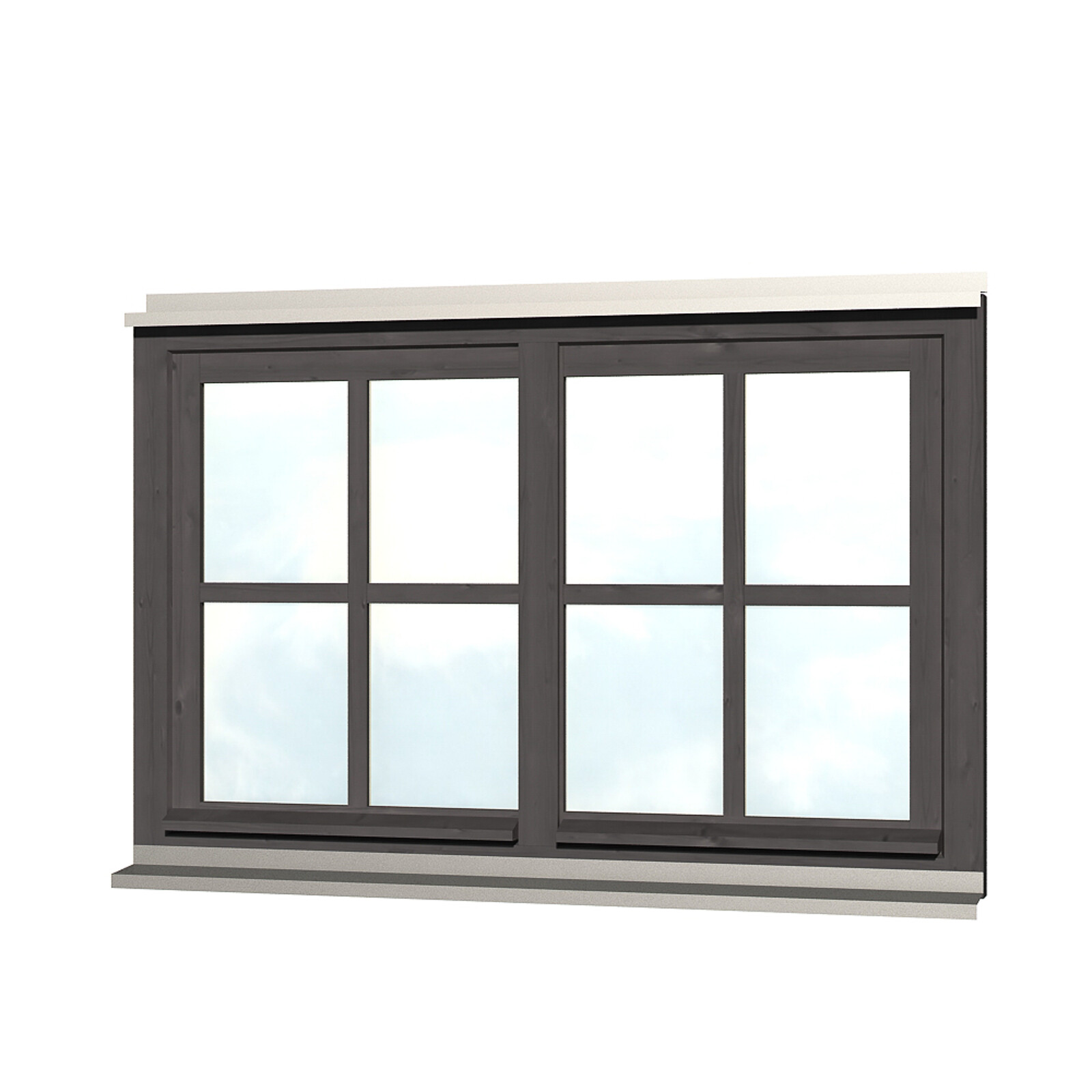 Double window for Carports 132,4 x 82,1 cm, colour pre-treated in slate-grey