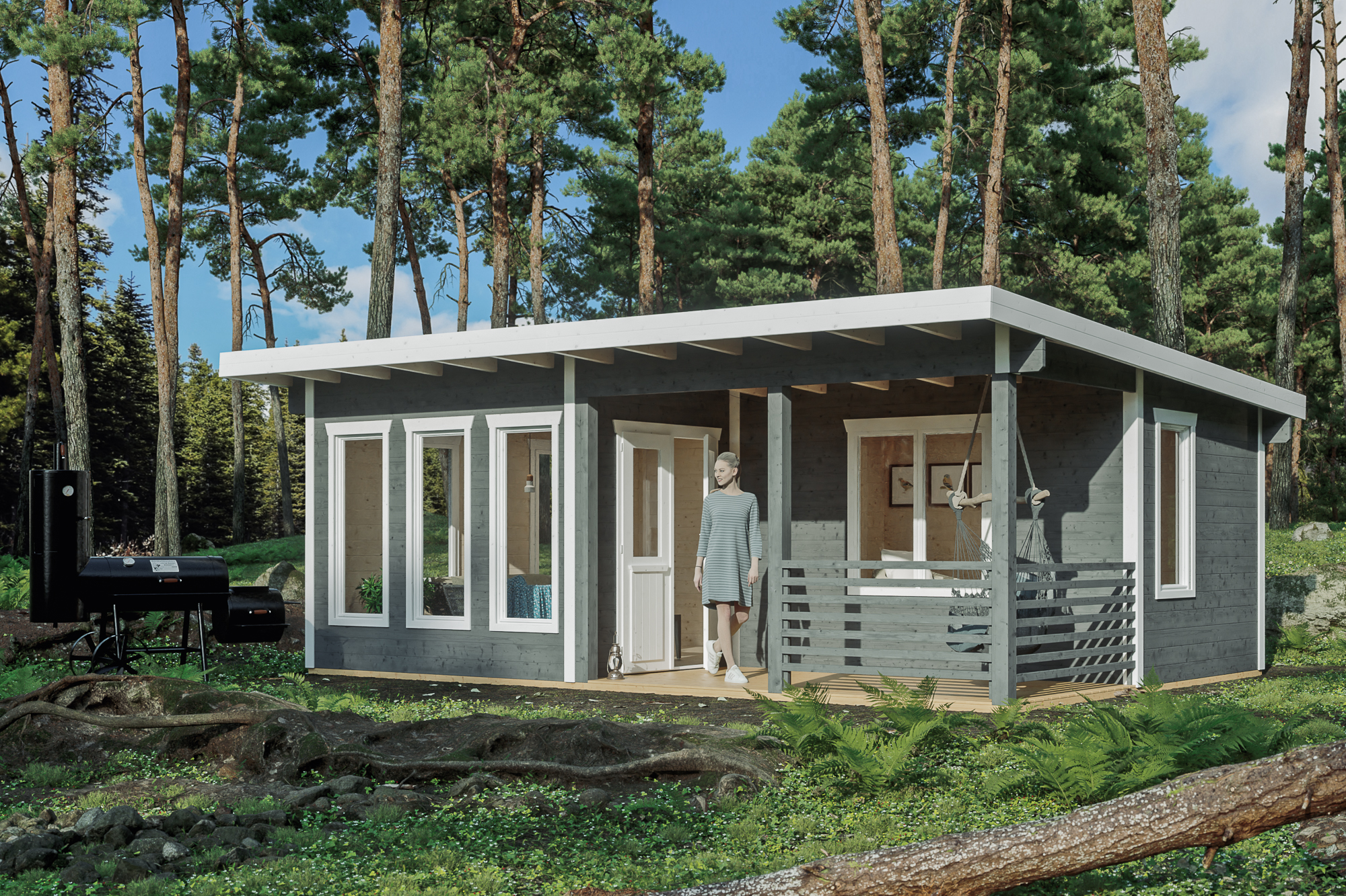 Abri de jardin ARNHEIM, 670 x 444 cm, traitement coloré gris ardoise