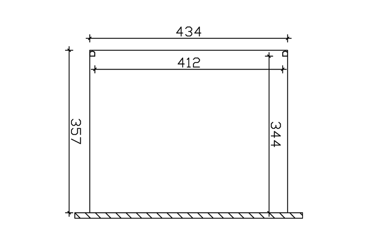 Grafik (Grundriss): Terrassenüberdachung Modena 434x357 cm