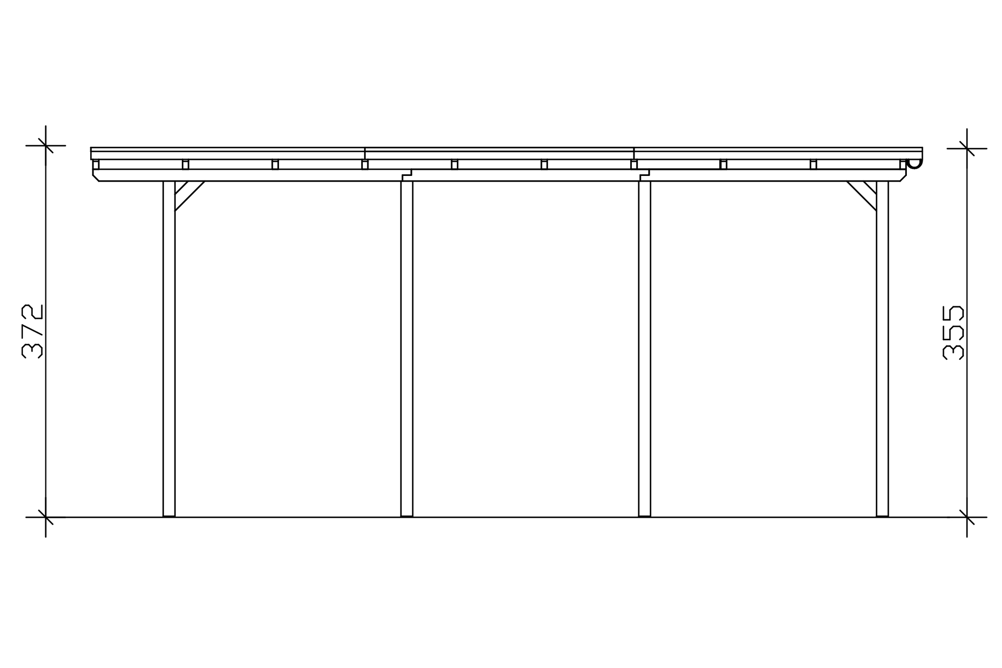 Carport Emsland Caravan 402 x 846 cm, panneaux de toit en acier avec voile de condensation antique, blanc