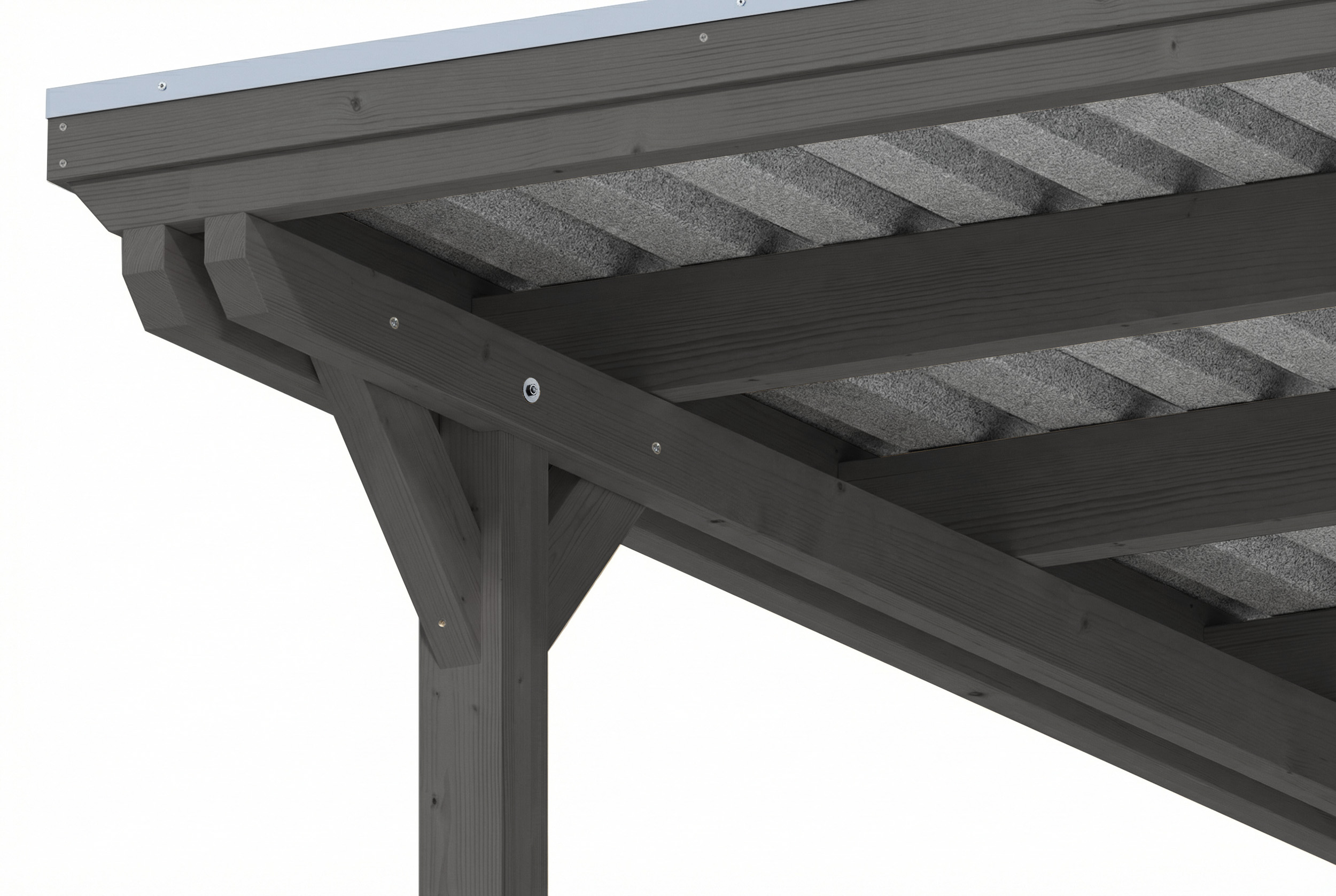 Carport Emsland 609 x 846 cm, Stahl-Dachplatten mit Antikondensvlies, schiefergrau