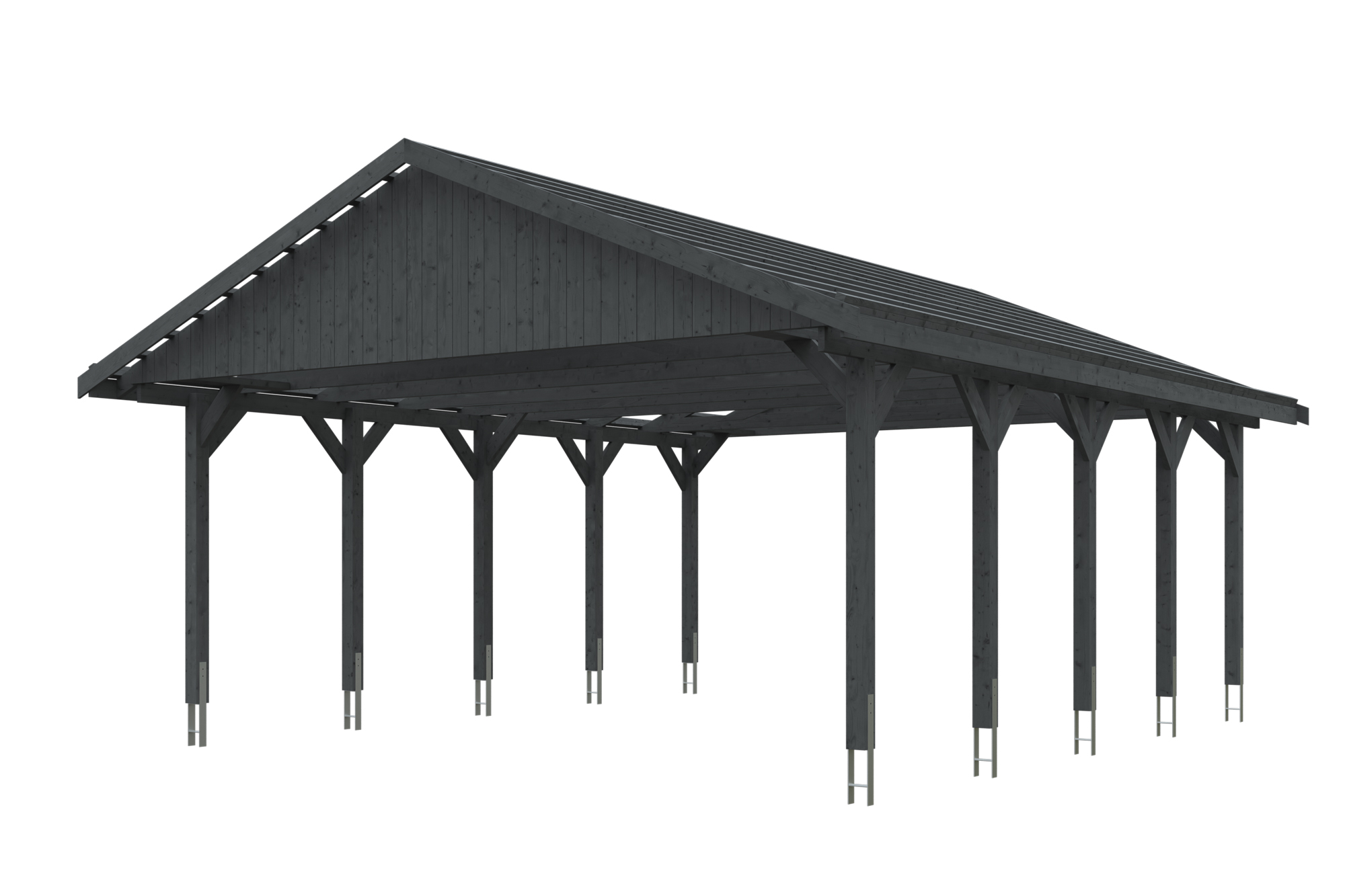 Produktbild: Carport Wallgau 620 x 750 cm, mit Dachlatten, farblich behandelt in schiefergrau
