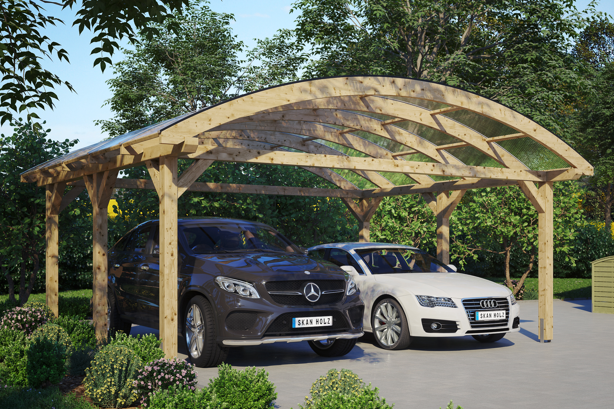 Carport Franken 635 x 541 cm, onbehandeld, met polycarbonaatplaten