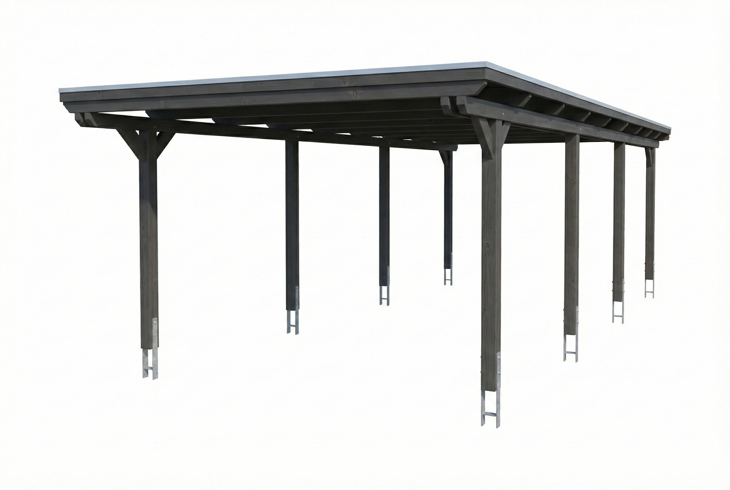 Carport Emsland 402 x 846 cm avec toit EPDM, gris ardoise