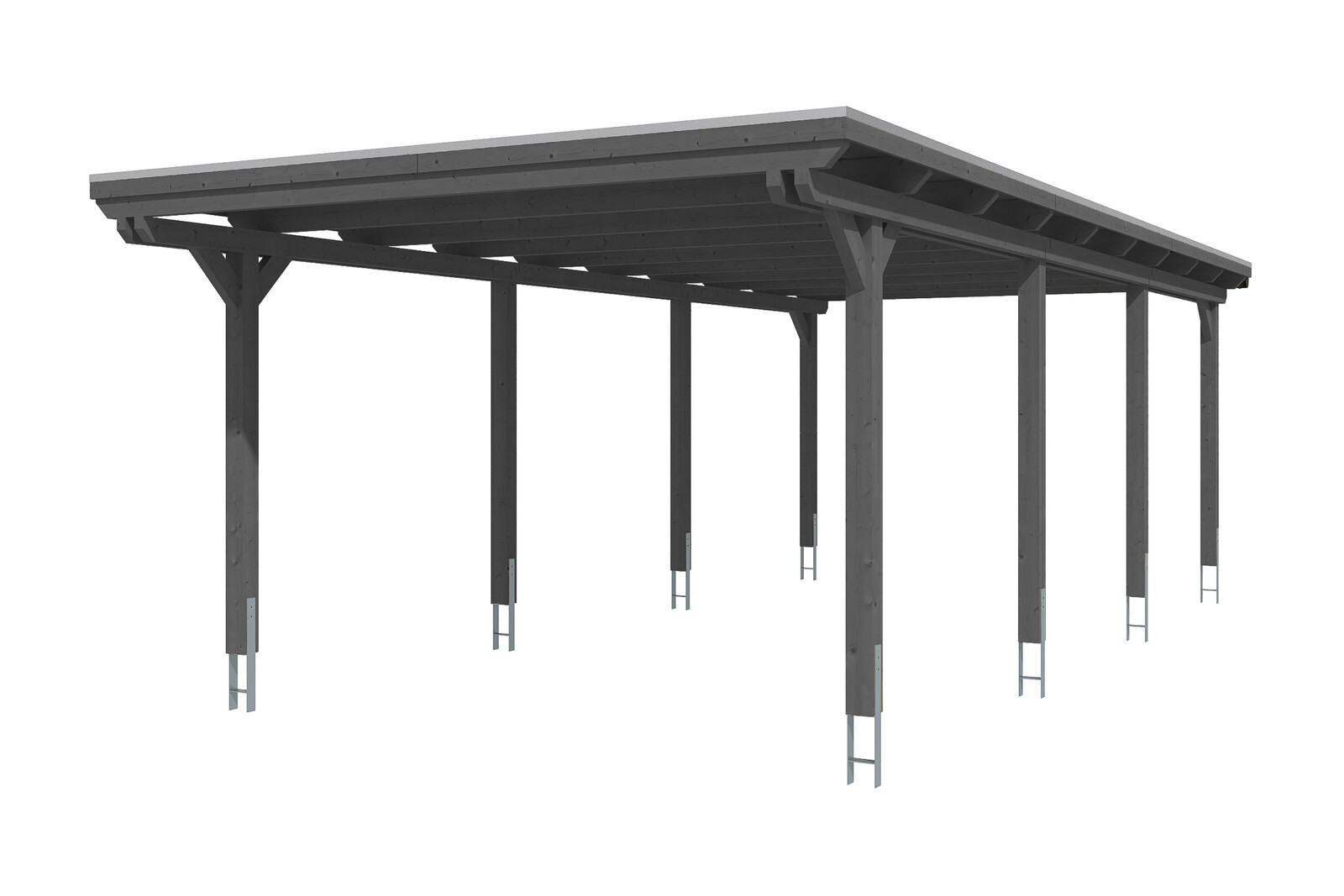 Carport Emsland 404 x 846 cm mit Aluminiumdach, schiefergrau