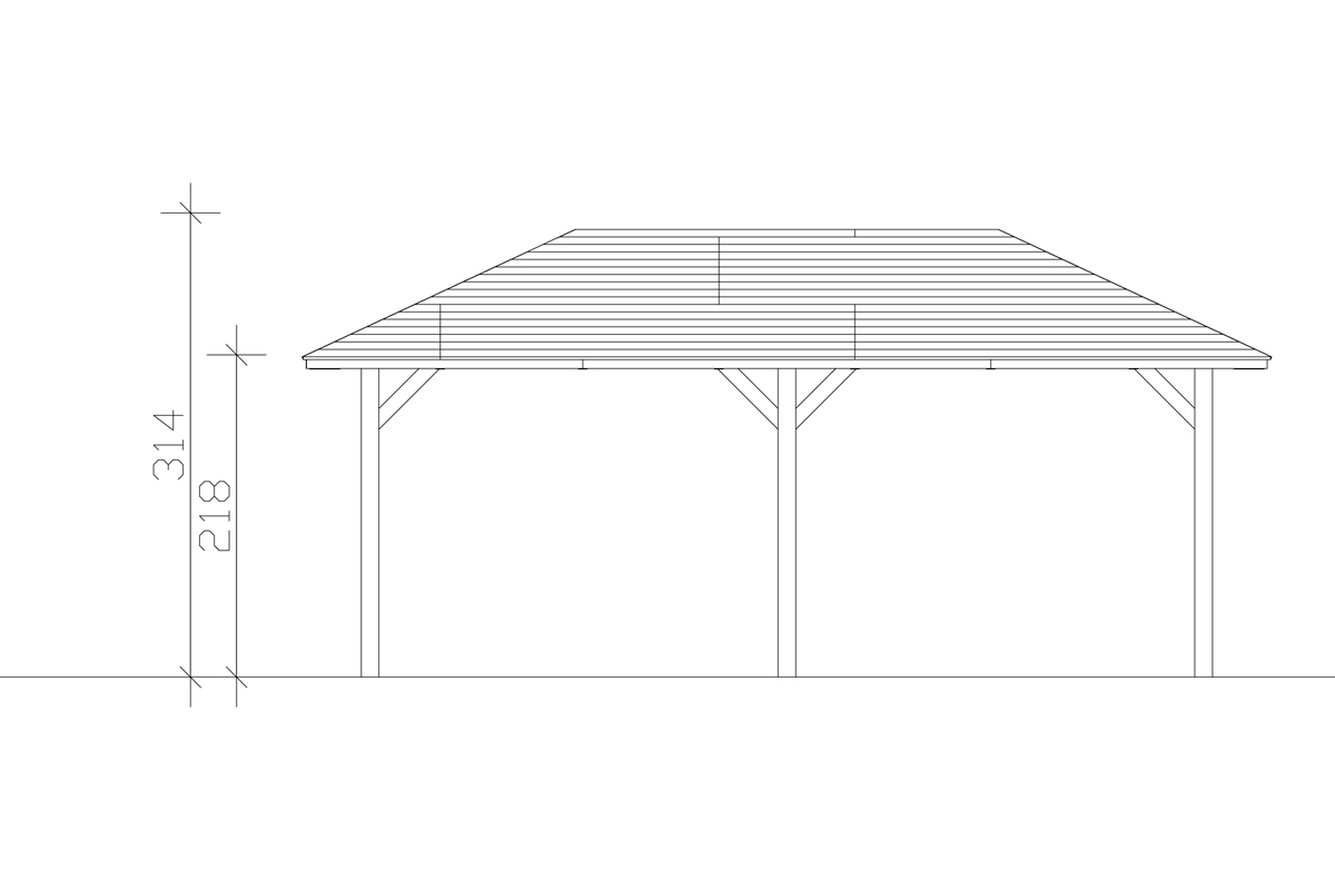 Grafik (Vorderansicht): Pavillon Orleans 374 x 656 cm