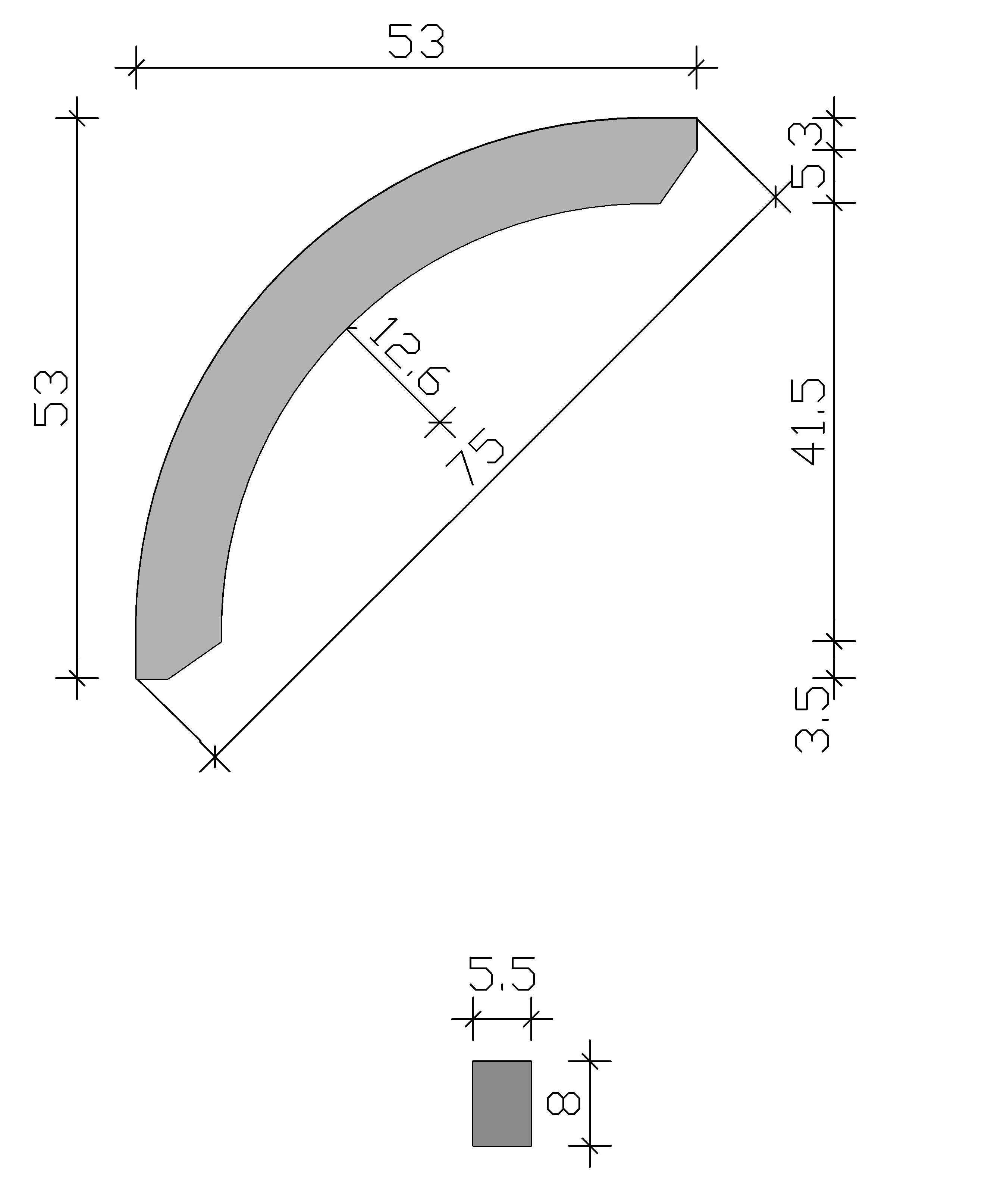 Round brace 75 cm, colour pre-treated in light oak