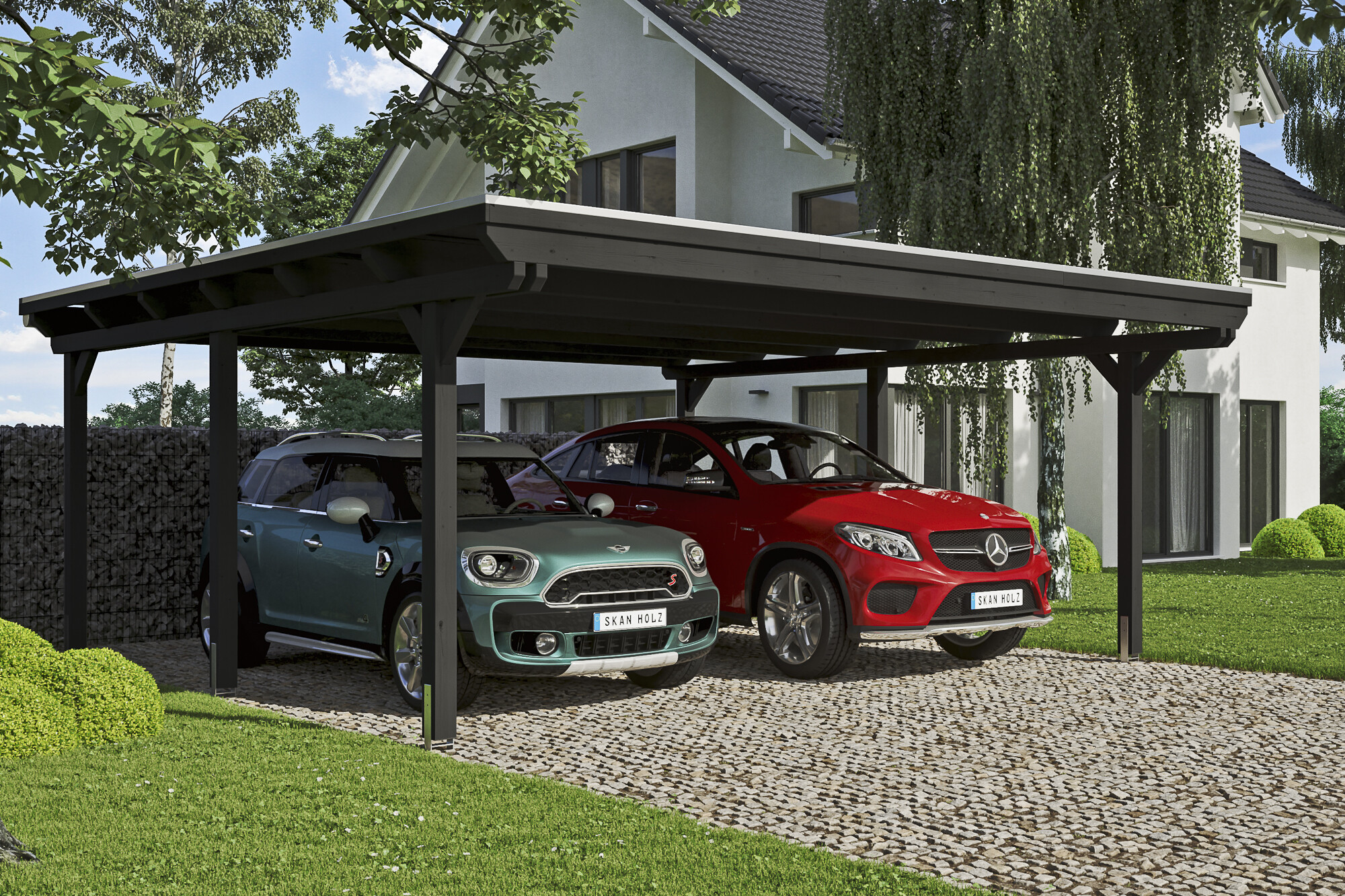 Carport Emsland 613 x 604 cm mit EPDM-Dach, anthrazit