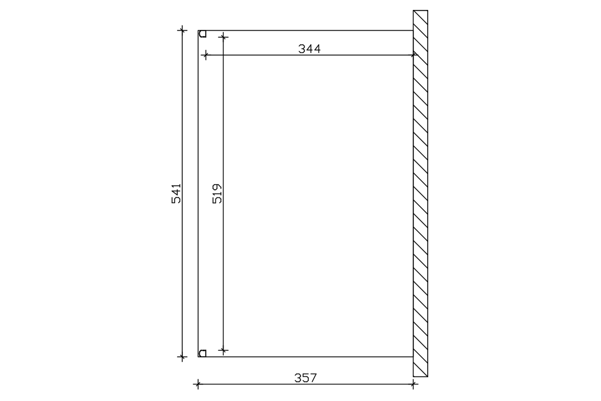 Grafik (Grundriss): Terrassenüberdachung Genua 541x357 cm