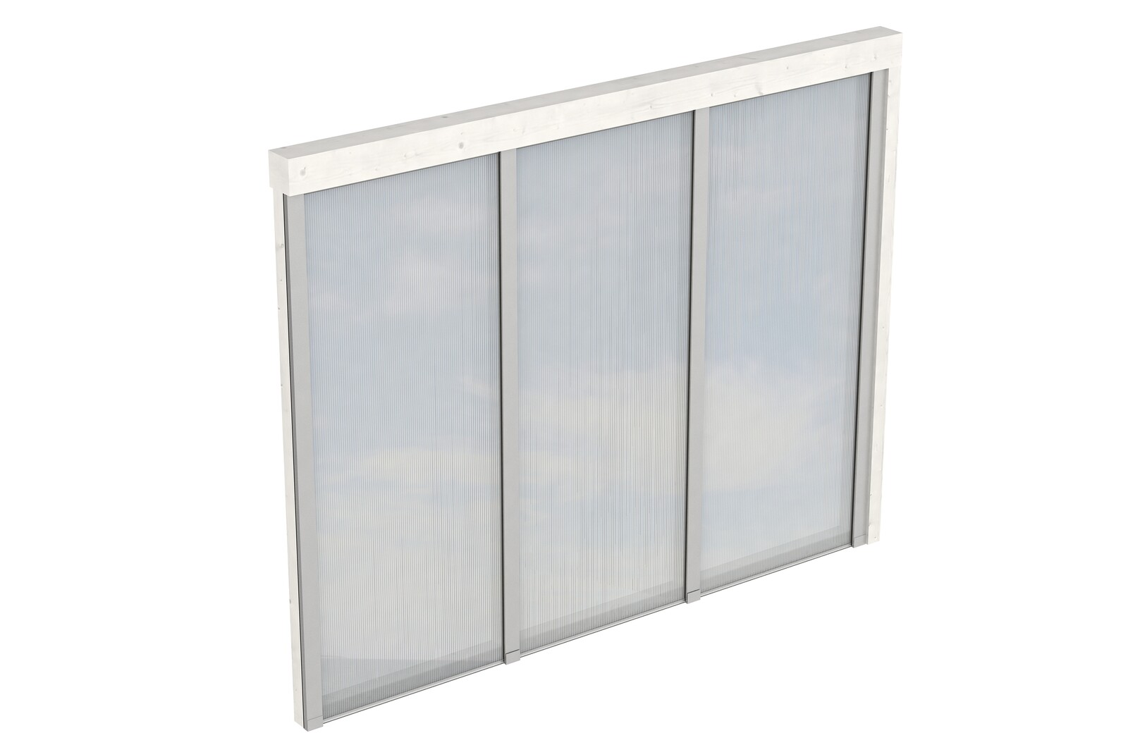 Sidewall with polycarbonate 255 x 200 cm, wal mounting, spruce, colour pre-treated in white