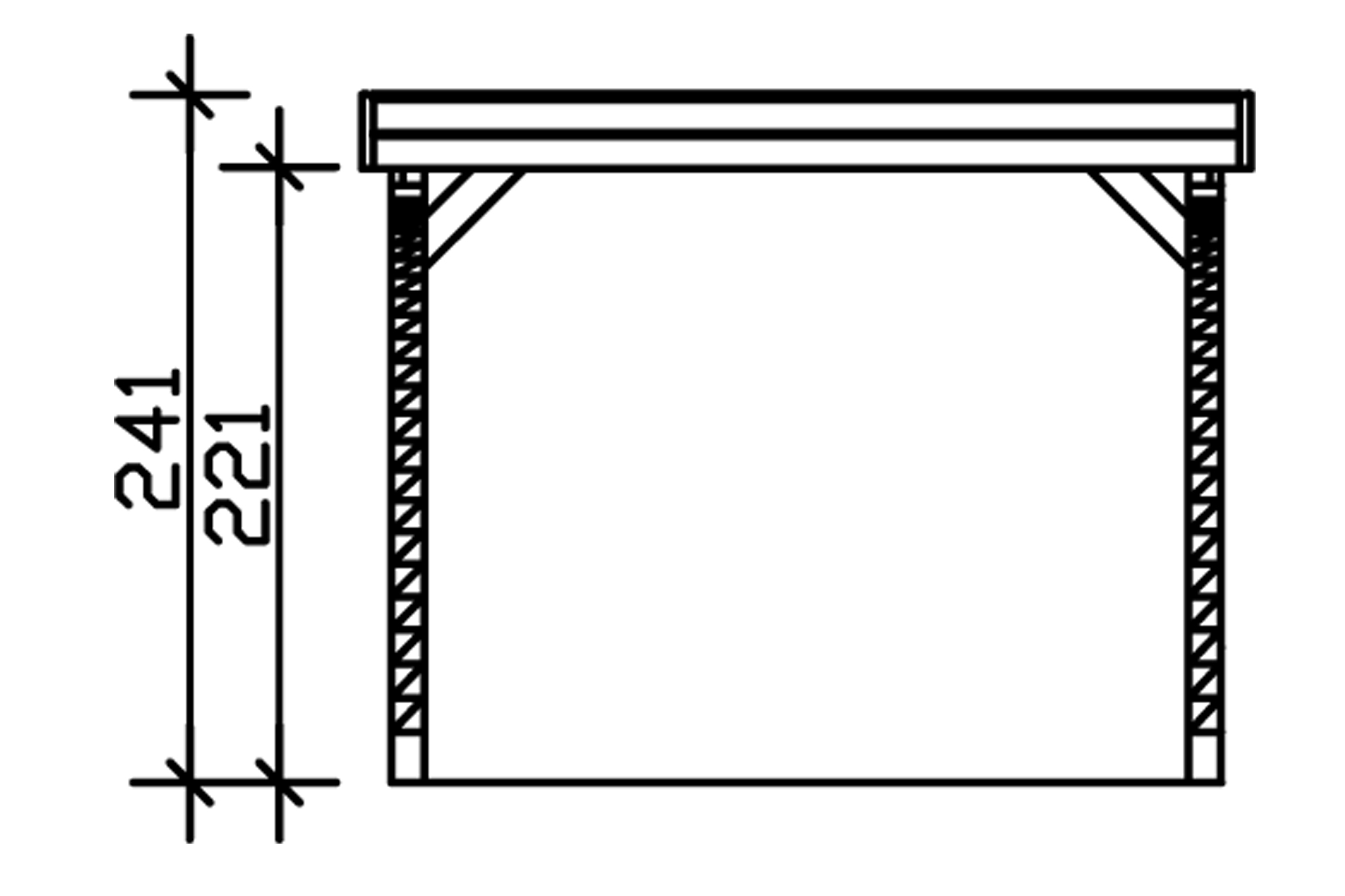 Grafik (Vorderansicht): Carport Friesland 314 x 555 cm mit 2 Einfahrtsbögen