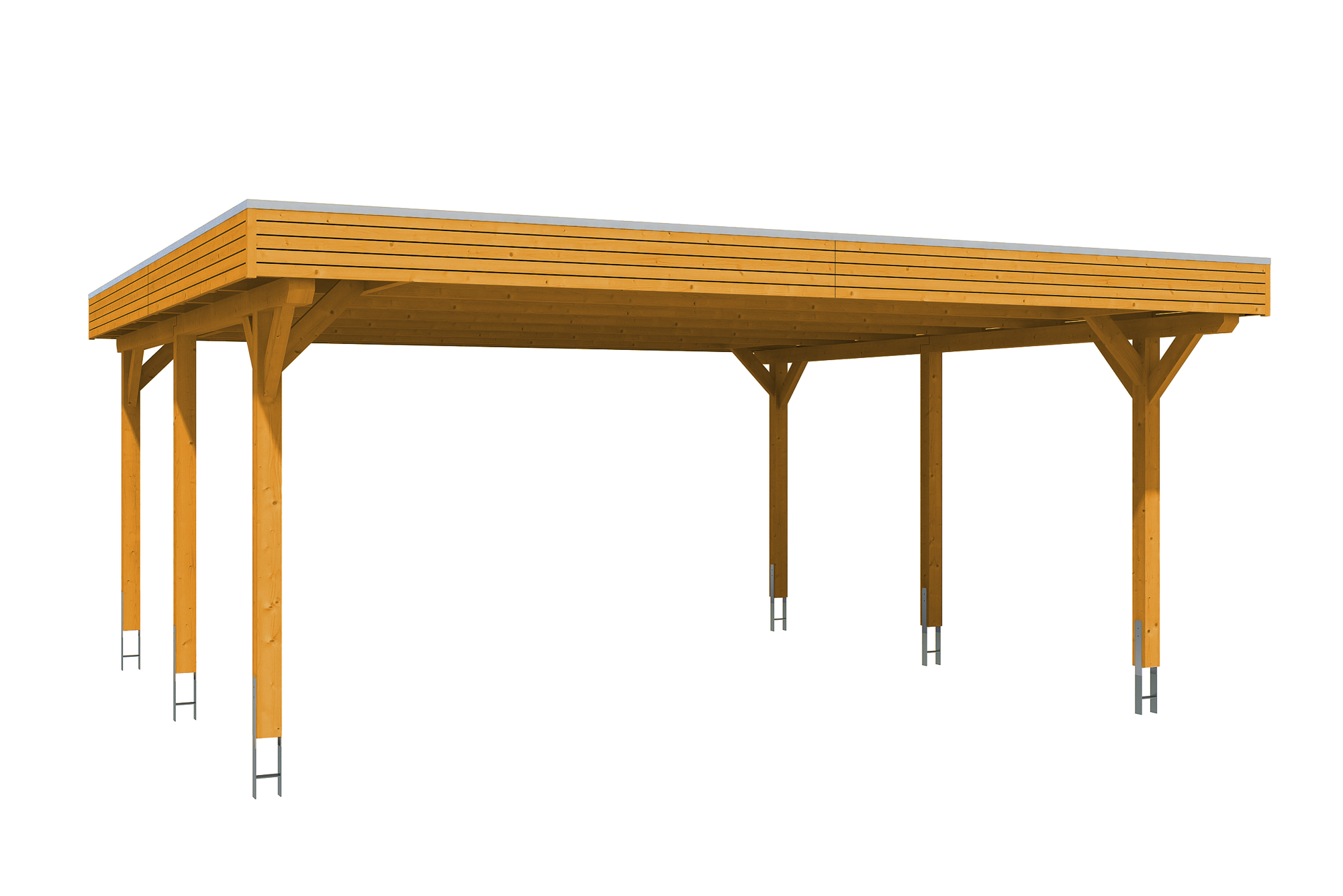 Produktbild: Carport Spessart 611 x 604 cm, farblich behandelt in eiche hell