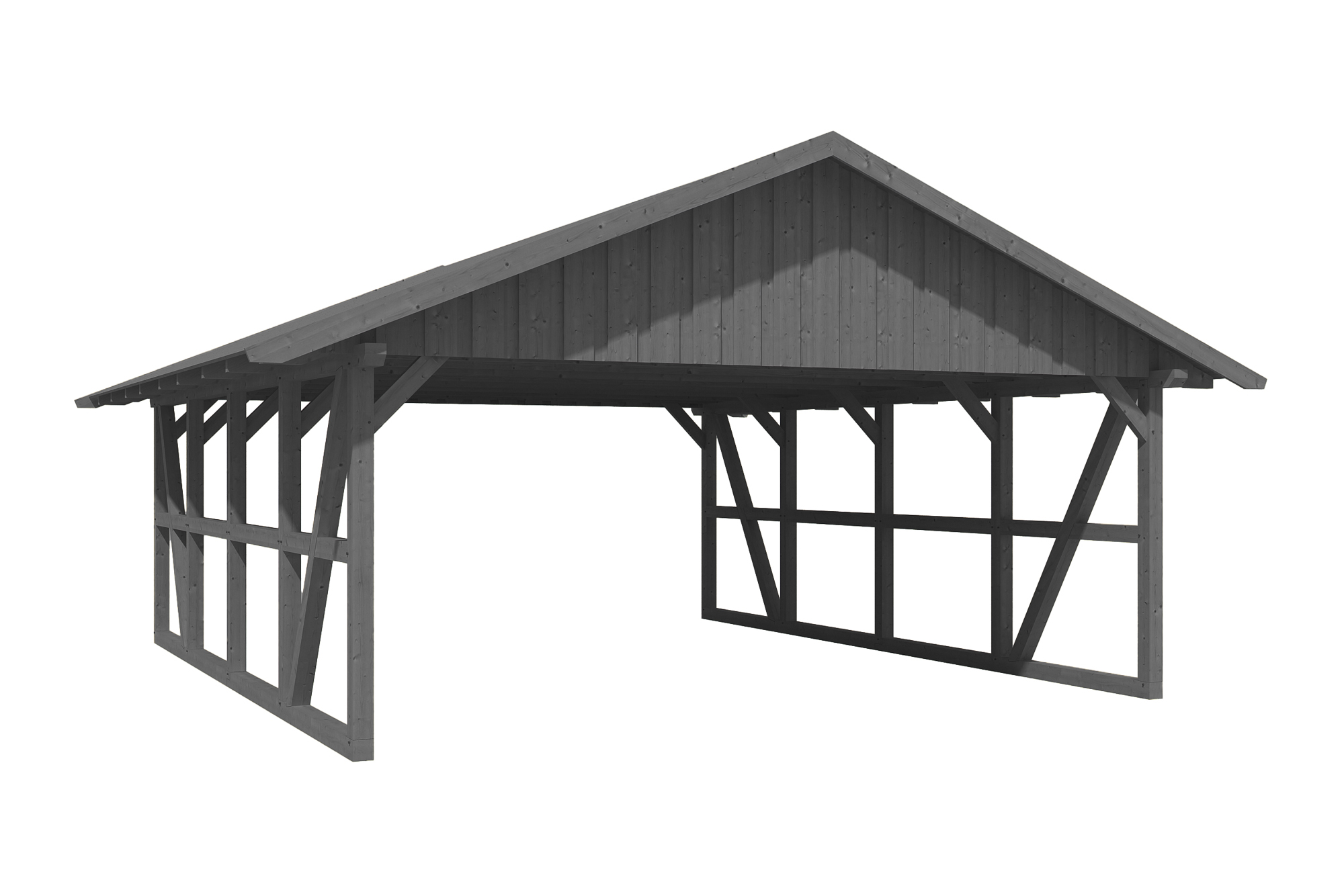 Produktbild: Carport Schwarzwald 684 x 772 cm, mit Dachschalung, farblich behandelt in schiefergrau