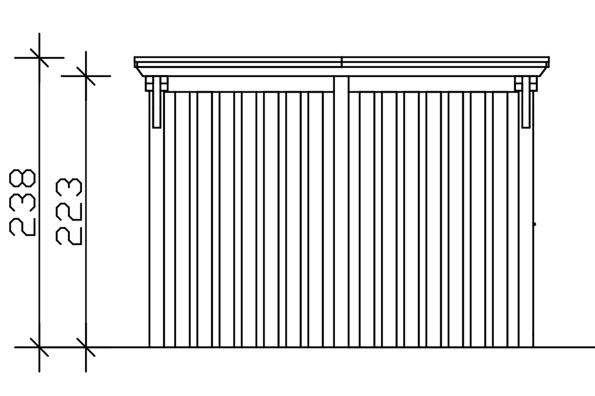 Carport Emsland 340 x 846 cm, panneaux de toit en acier avec non-tissé anti-condensation, avec remise, naturel