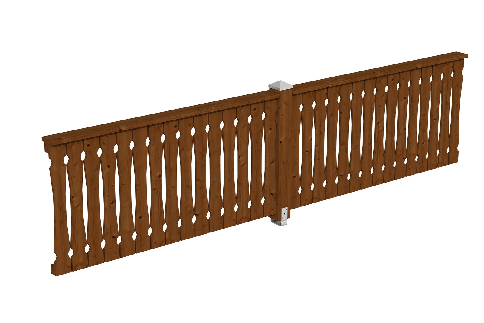 Balustrade panneau ajouré 400 x 96 cm, bois d'épinette, traitement coloré noyer