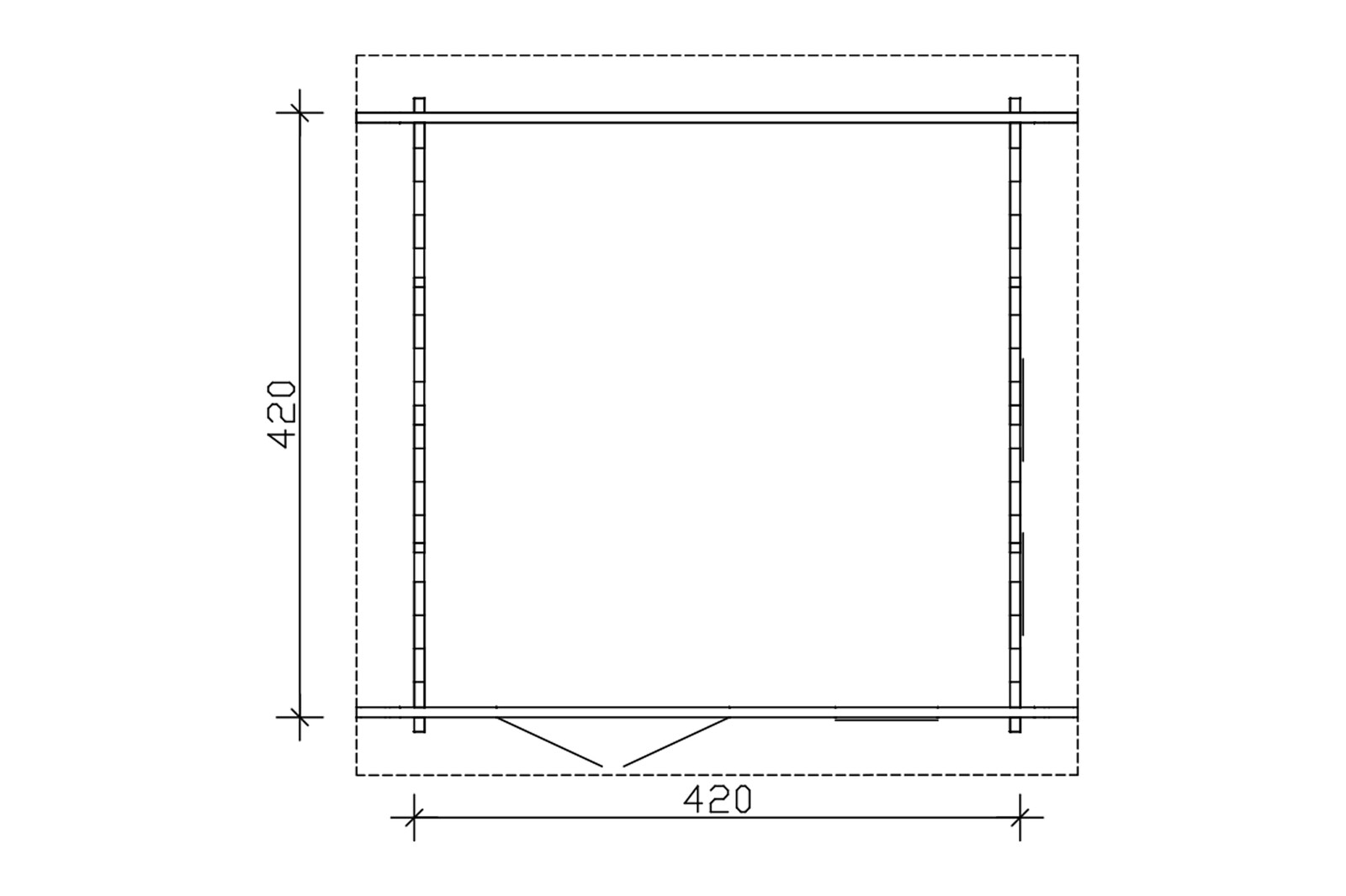 Tuinhuis Toronto 1, 70plus 420 x 420 cm, basishuis met daklatten, onbehandeld