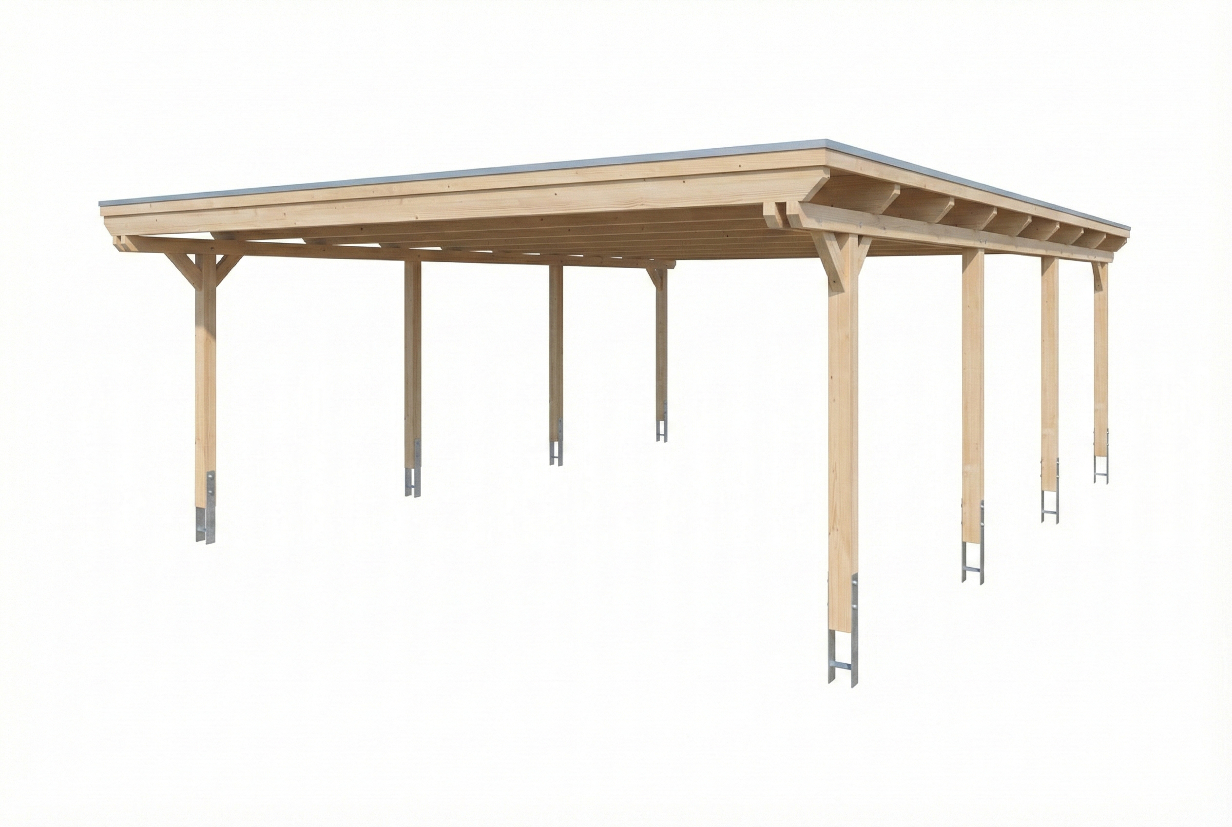 Carport Emsland 609 x 846 cm, stalen dakplaten met anticondensvlies, naturel
