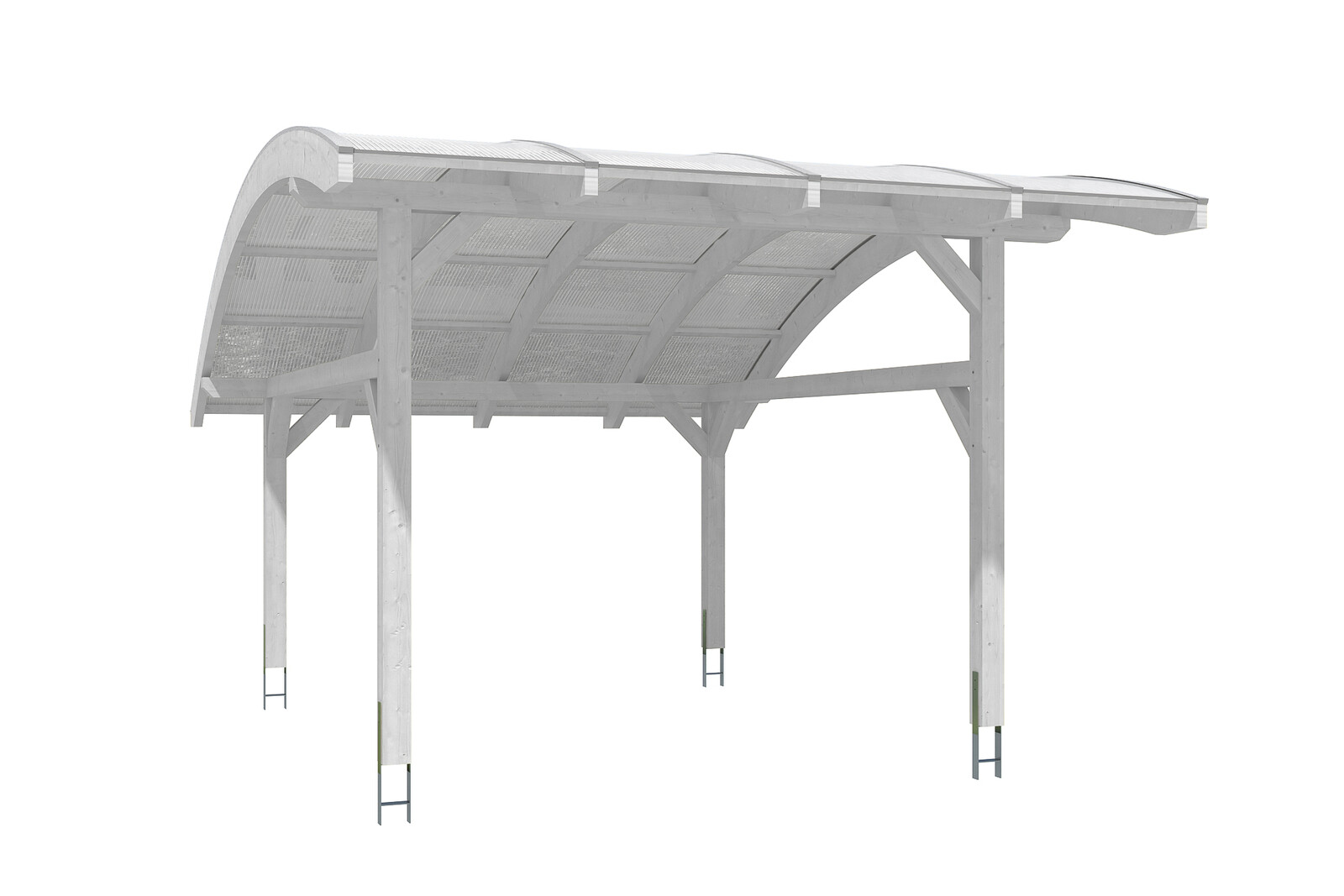 Carport Schwaben 434 x 630 cm, gelakt in wit, met polycarbonaatplaten