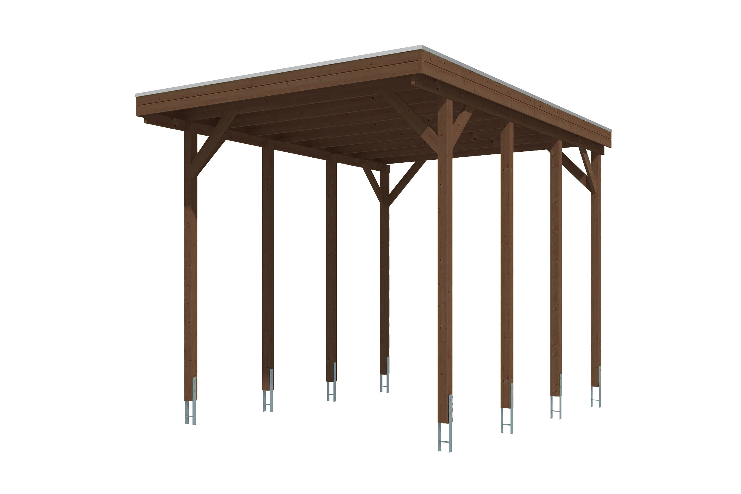 Friesland carport 402 x 555 cm, met dakplaten, walnoot
