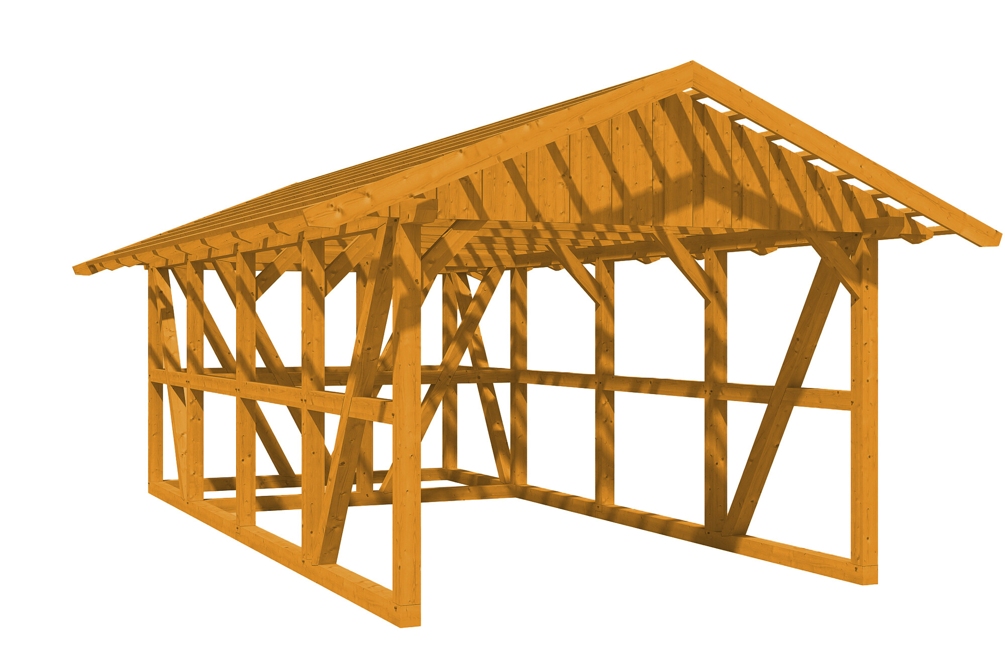 Carport Schwarzwald 424 x 772 cm with storage room, colour pre-treated light oak