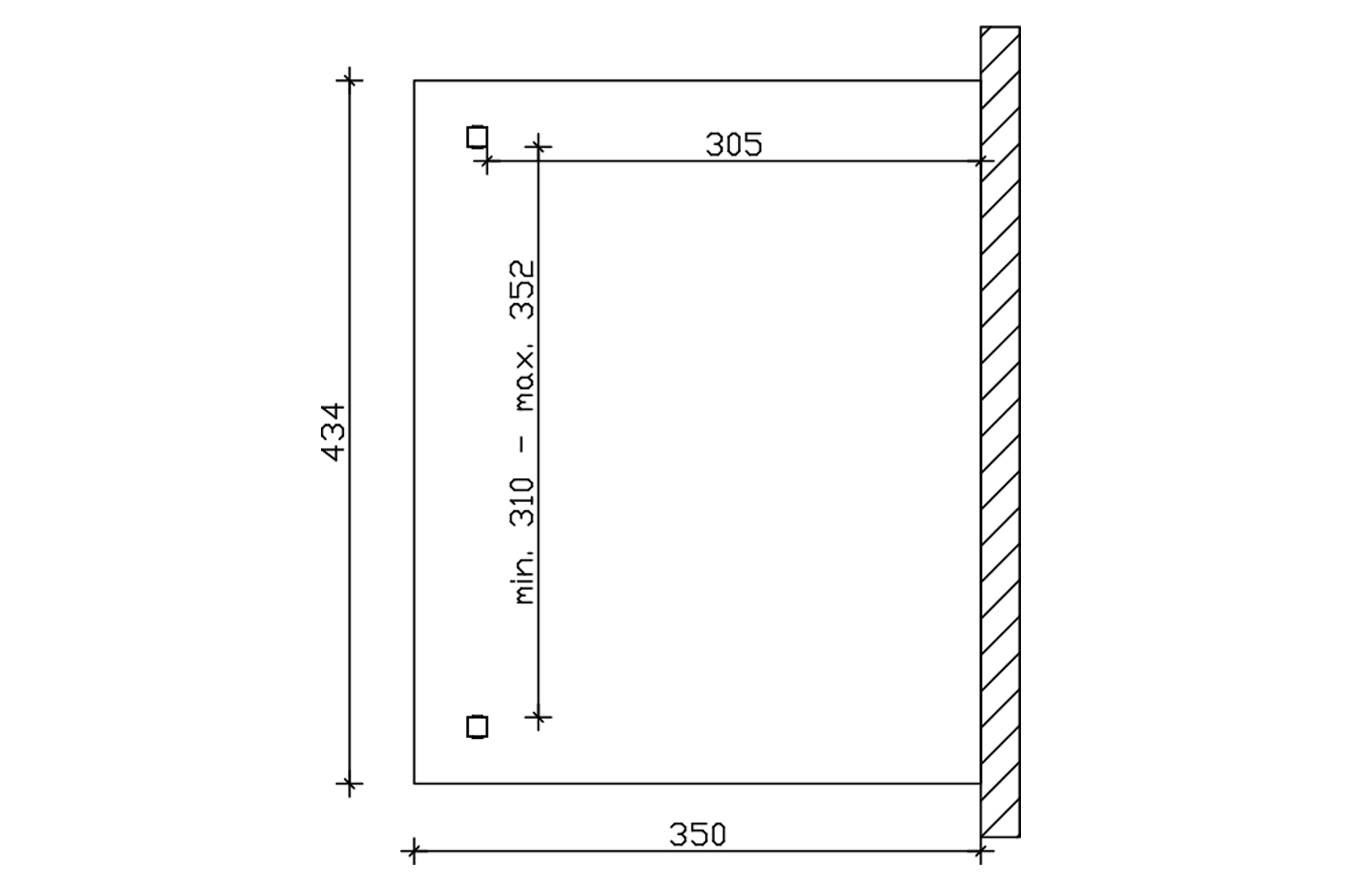 Grafik (Grundriss): Terrassenüberdachung Ravenna 434x350 cm