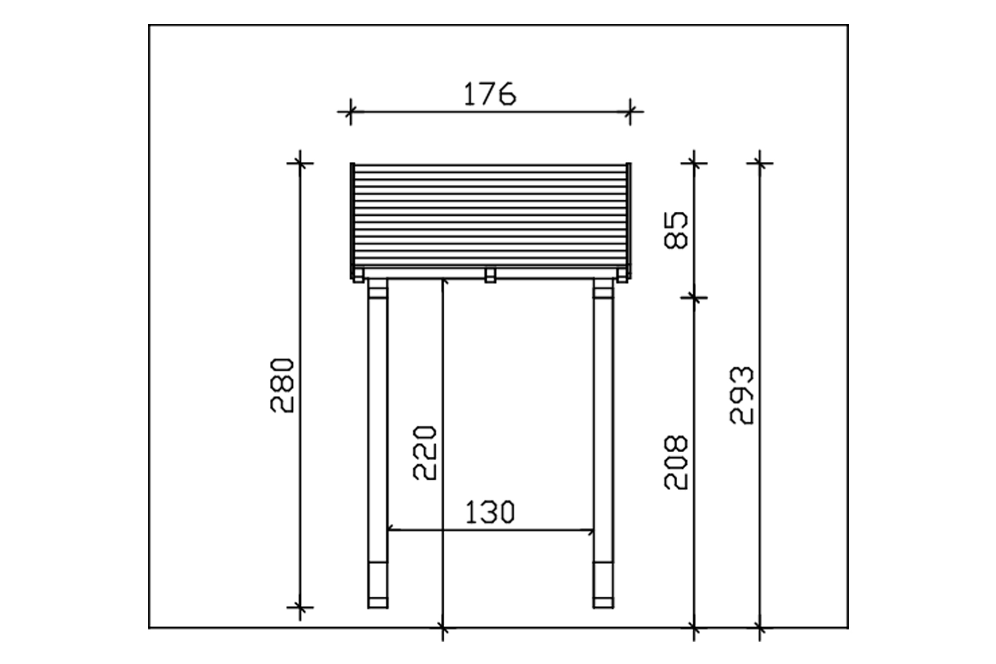 Huisdeur-afdak Potsdam 2, schuin dak 176x156cm, gelakt in licht eiken