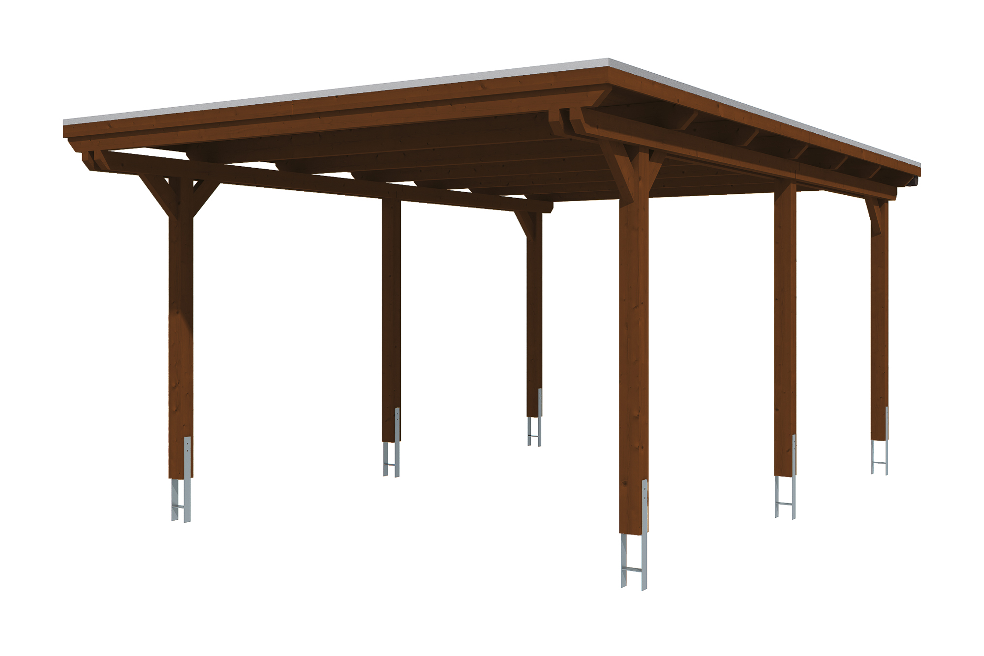 Produktbild: Carport Emsland 404 x 604 cm, farblich behandelt in nussbaum