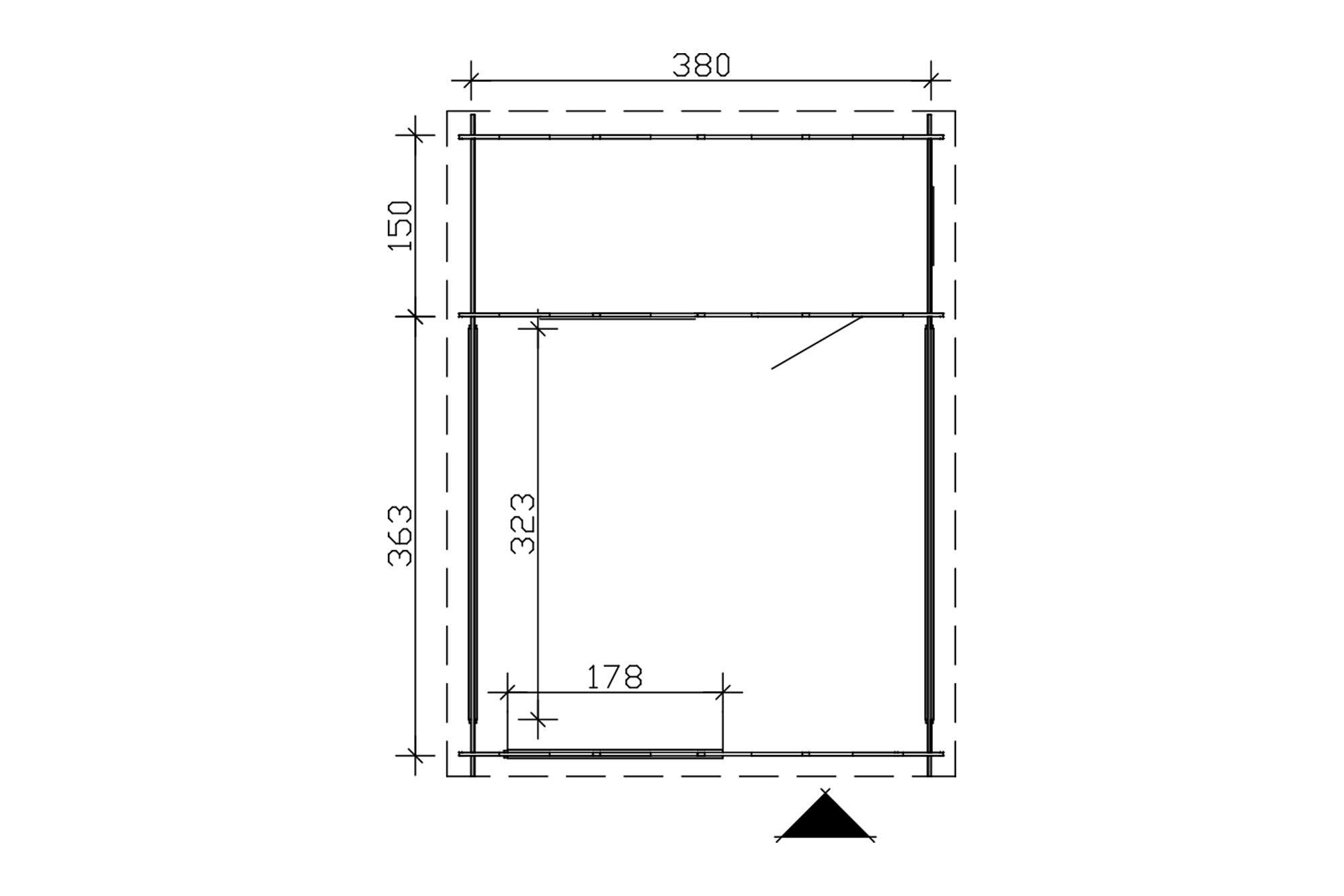 Abri de jardin ALICANTE 380x563cm, avec remise 380x200cm, 28mm, non traité